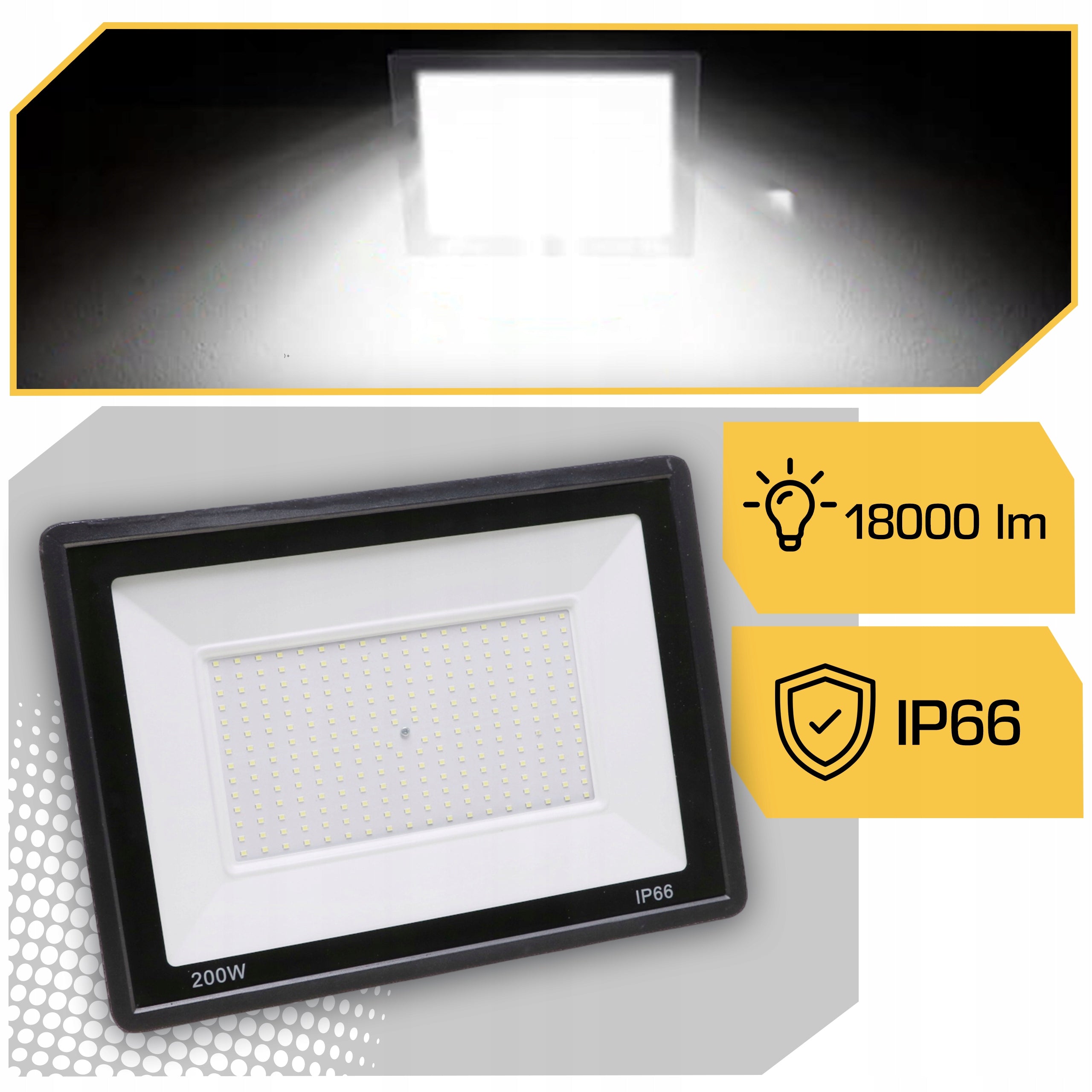 HALOGEN LED 200W LAMP Floodlight Slim OUTDOOR CONSTRUCTION Color temperature 6500 K