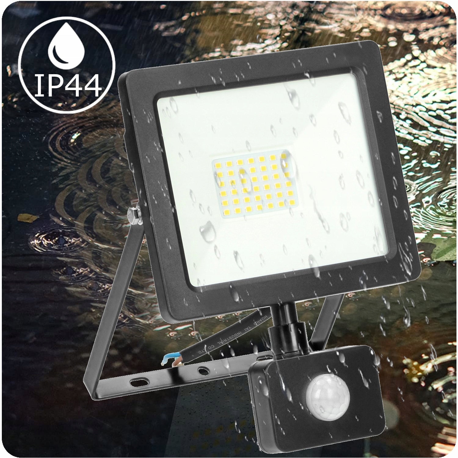 HALOGEN LED FLOODLIGHT 30W WITH DUSK MOTION SENSOR OUTDOOR LAMP IP44 Packaging status original