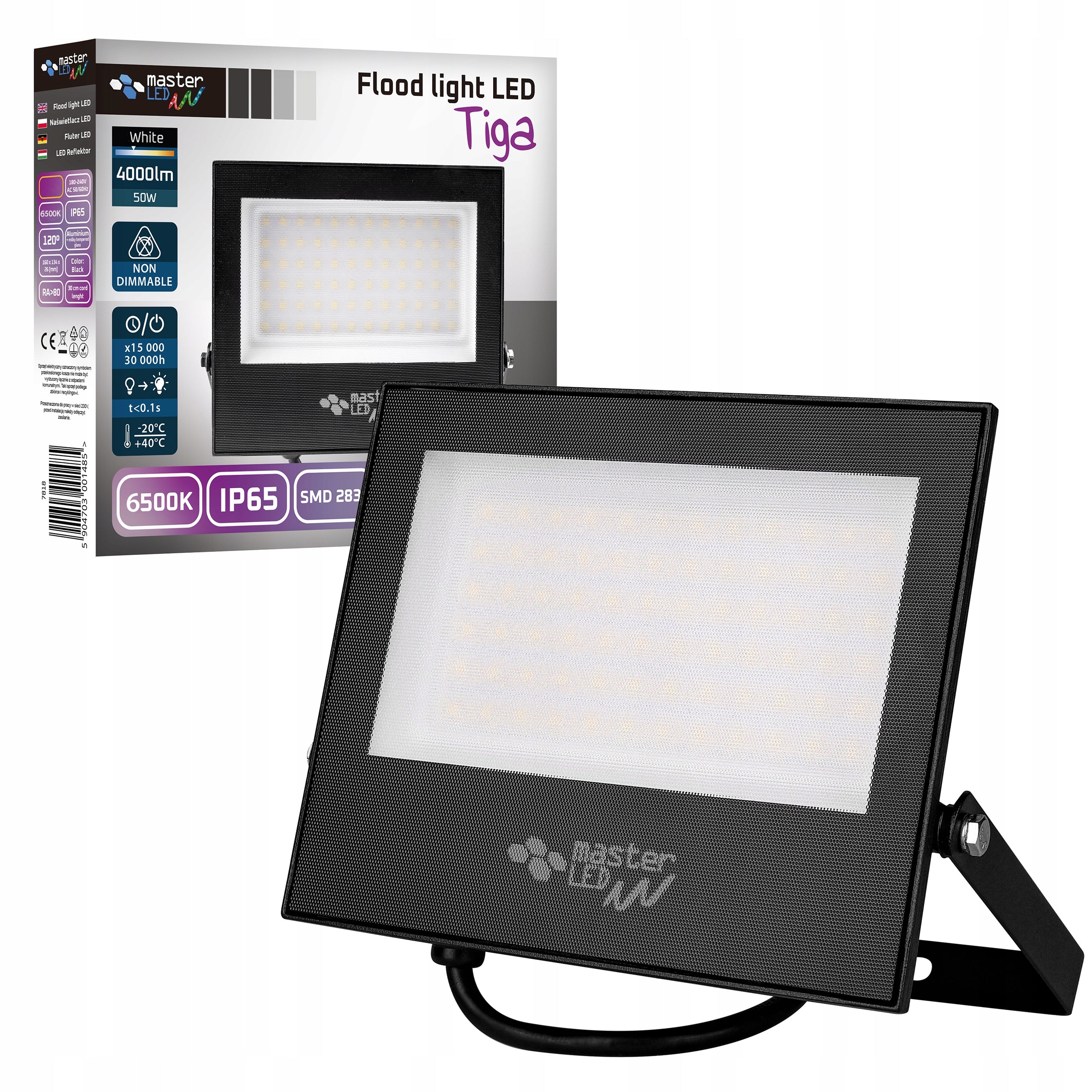 HALOGEN LED Floodlight Lamp 50W 6500K OUTDOOR IP65 For Garage Strong Packaging status original