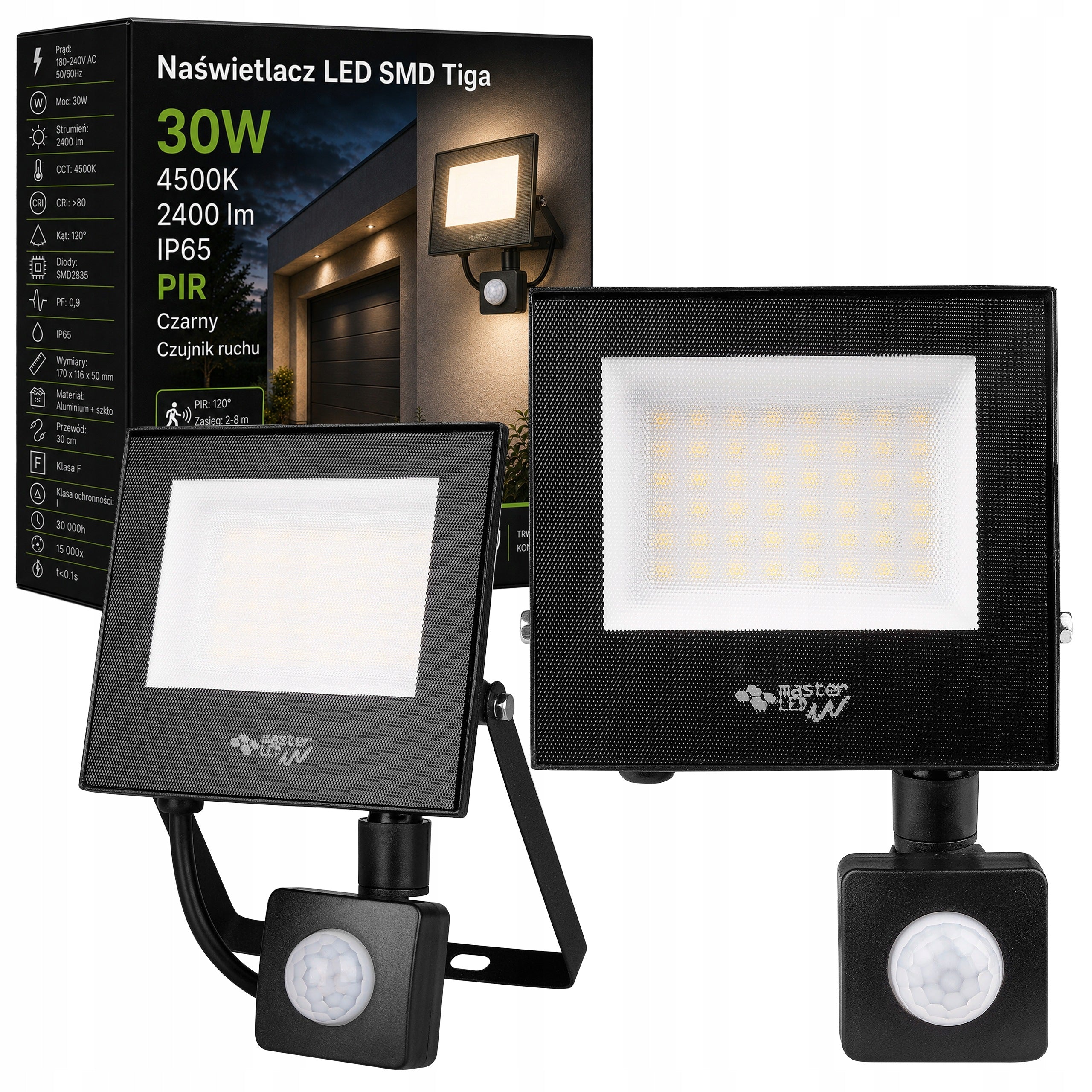HALOGEN LED Motion Sensor Floodlight Lamp 30W 4500K OUTDOOR IP65