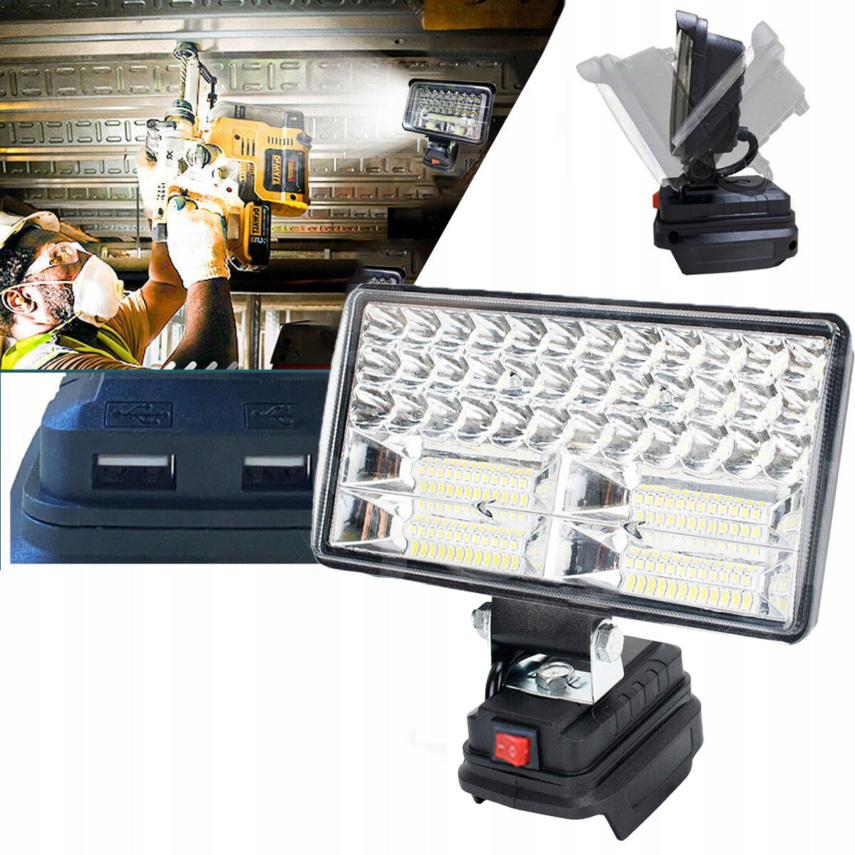 HALOGEN LED WORK LAMP 8 Inch FOR MAKITA LITHIUM BATTERY with 2USB Manufacturer code 6906754820021