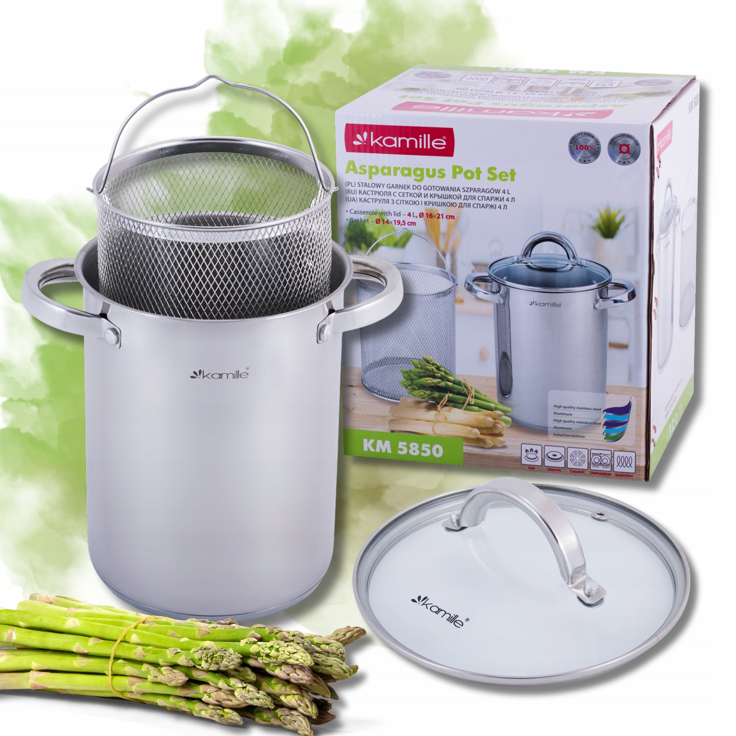 HAM NOODLE ASPARAGUS POT WITH STRAINER KAMILLE