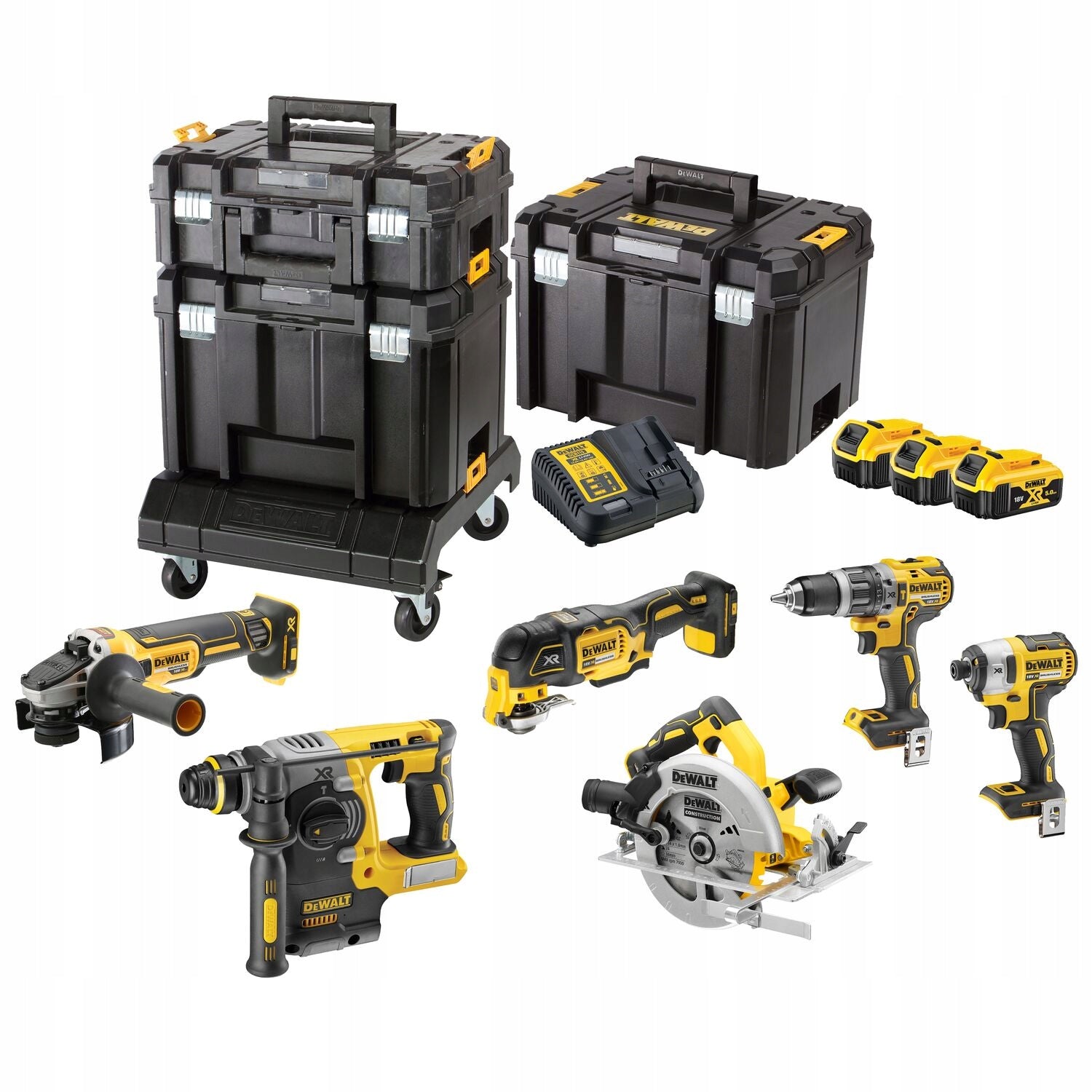 HAMMER DRILL GRINDER SCREWDRIVER SET 3X5AH DEWALT