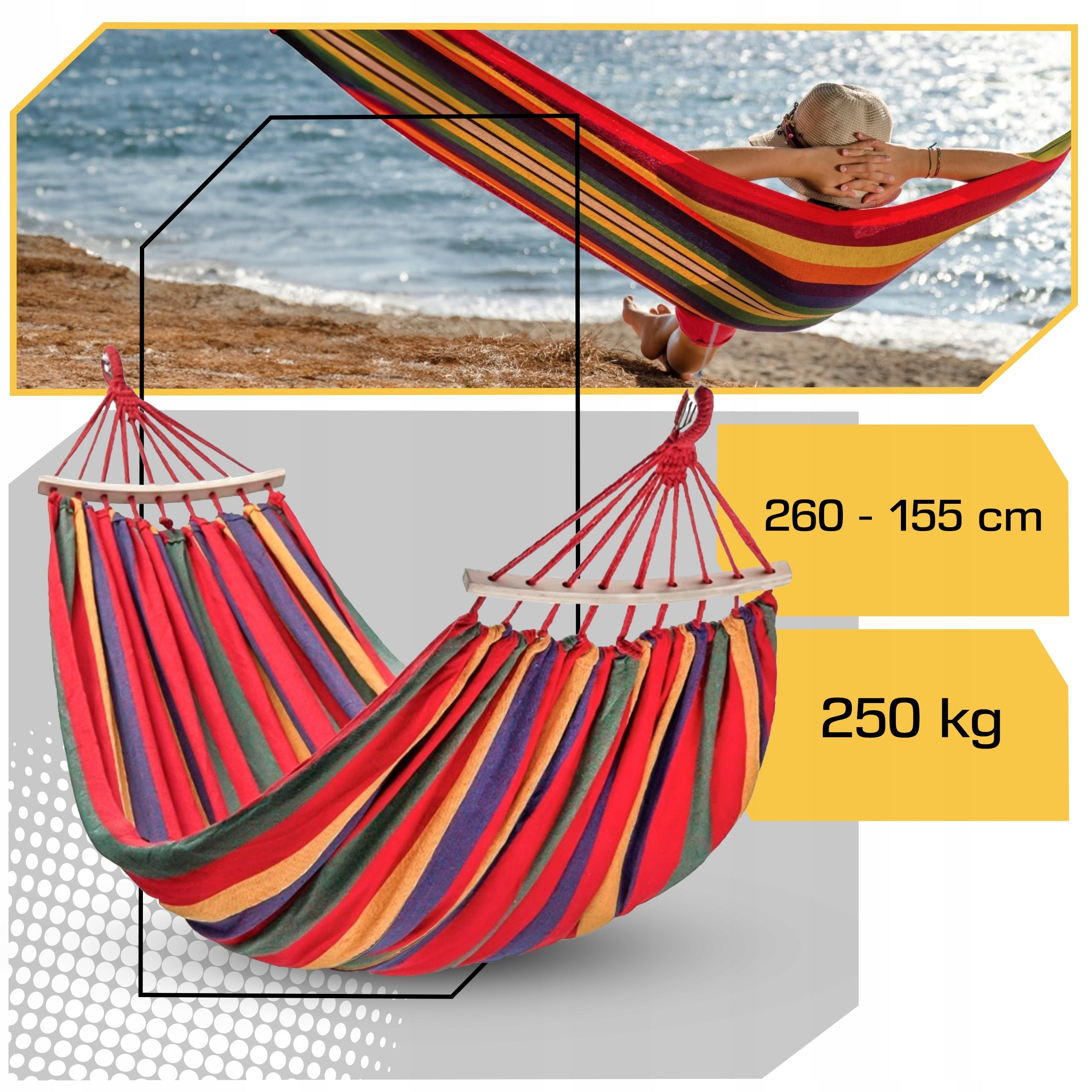 HAMMOCK 2 PERSON GARDEN XXL SWING STRONG REINFORCED HEADBAND LARGE + BAG Packaging status original