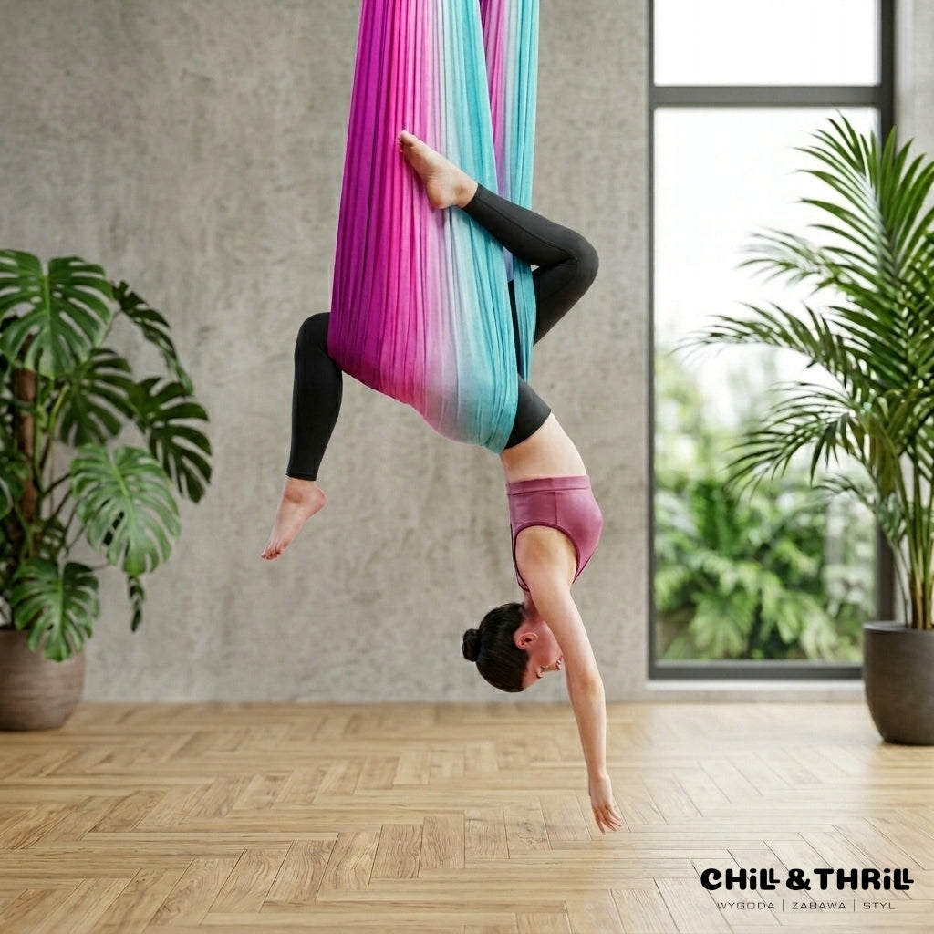 HAMMOCK AERIAL YOGA SENSORY SCARF SASH 280x500 OMBRE PURPLE ROSES TURQUOISE Manufacturer code JOGA_FRT