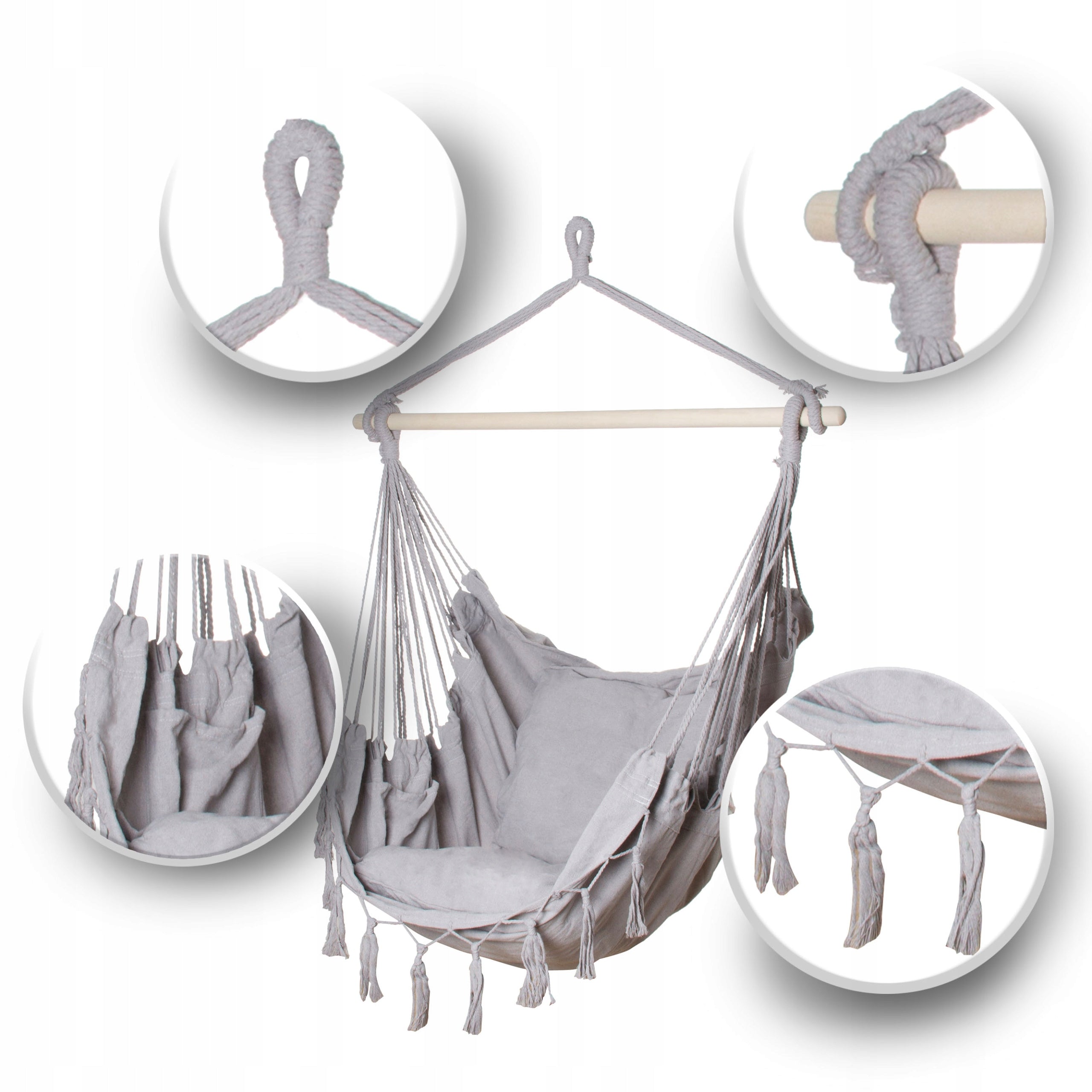 HAMMOCK BRAZILIAN ARMCHAIR HANGING SWING HAMMOCK + 2 PILLOWS RHODOS 2 GREY Manufacturer code 5901386211668
