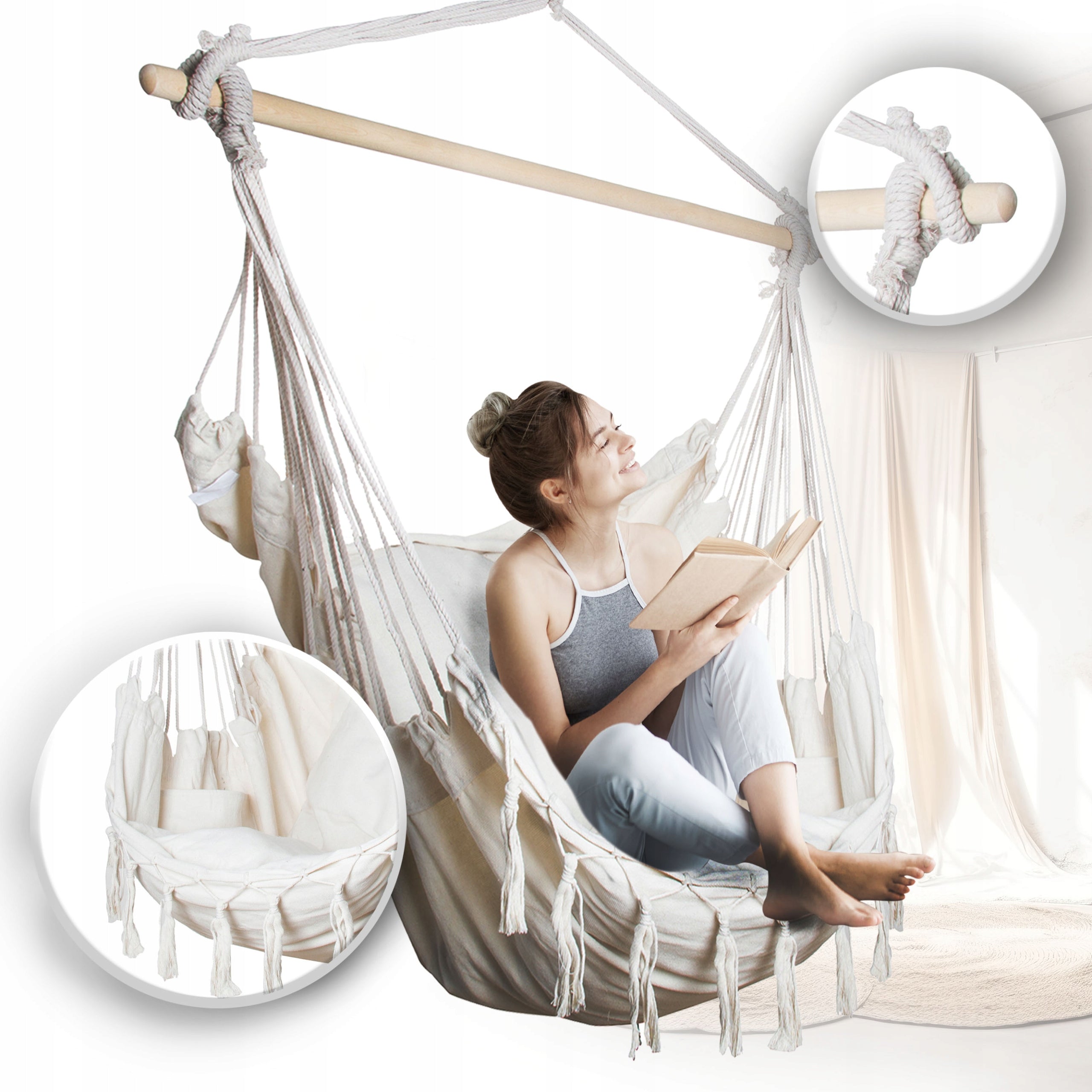 HAMMOCK BRAZILIAN GARDEN CHAIR HANGING HAMMOCK SWING RODOS 2 ECRU Manufacturer code 5901386211651