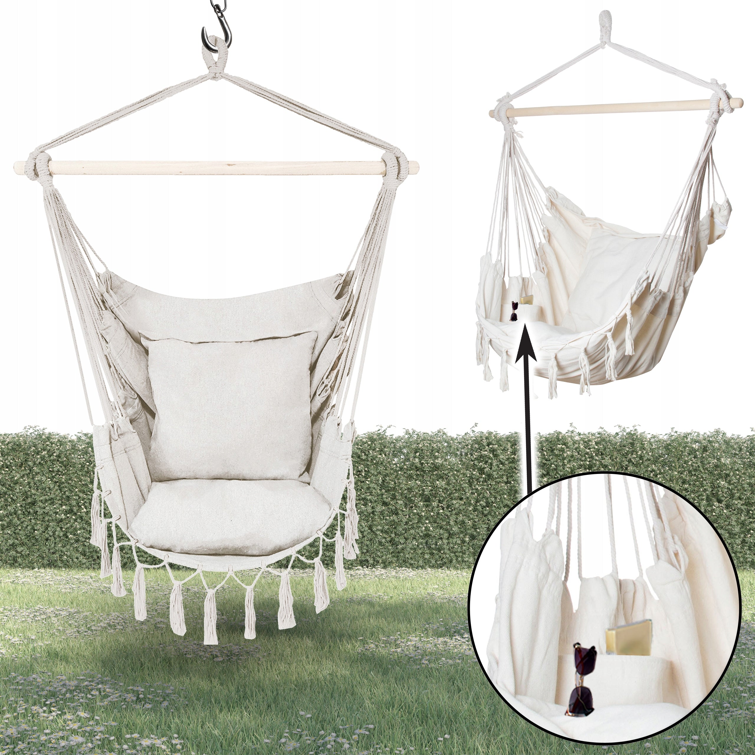 HAMMOCK BRAZILIAN GARDEN CHAIR HANGING HAMMOCK SWING RODOS 2 ECRU Packaging status original