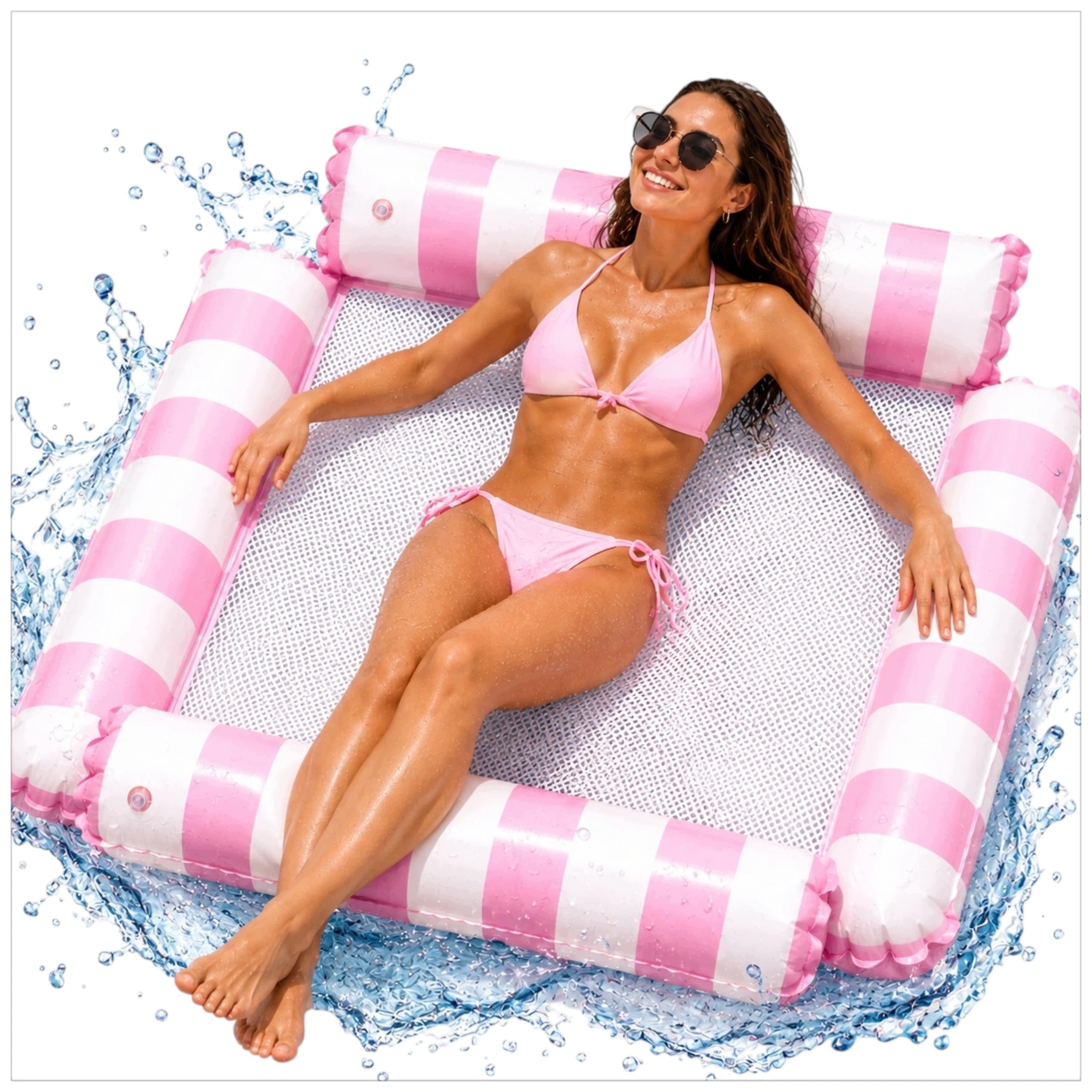HAMMOCK MATTRESS INFLATABLE WATER LOUNGER WITH SWIMMING NET FOR WATER POOL Brand WKS