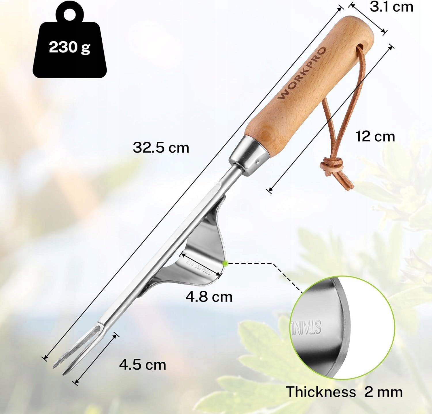 HAND BEATER FOR WEEDS STAINLESS STEEL BEECH WOOD LIGHT DURABLE Brand no brand