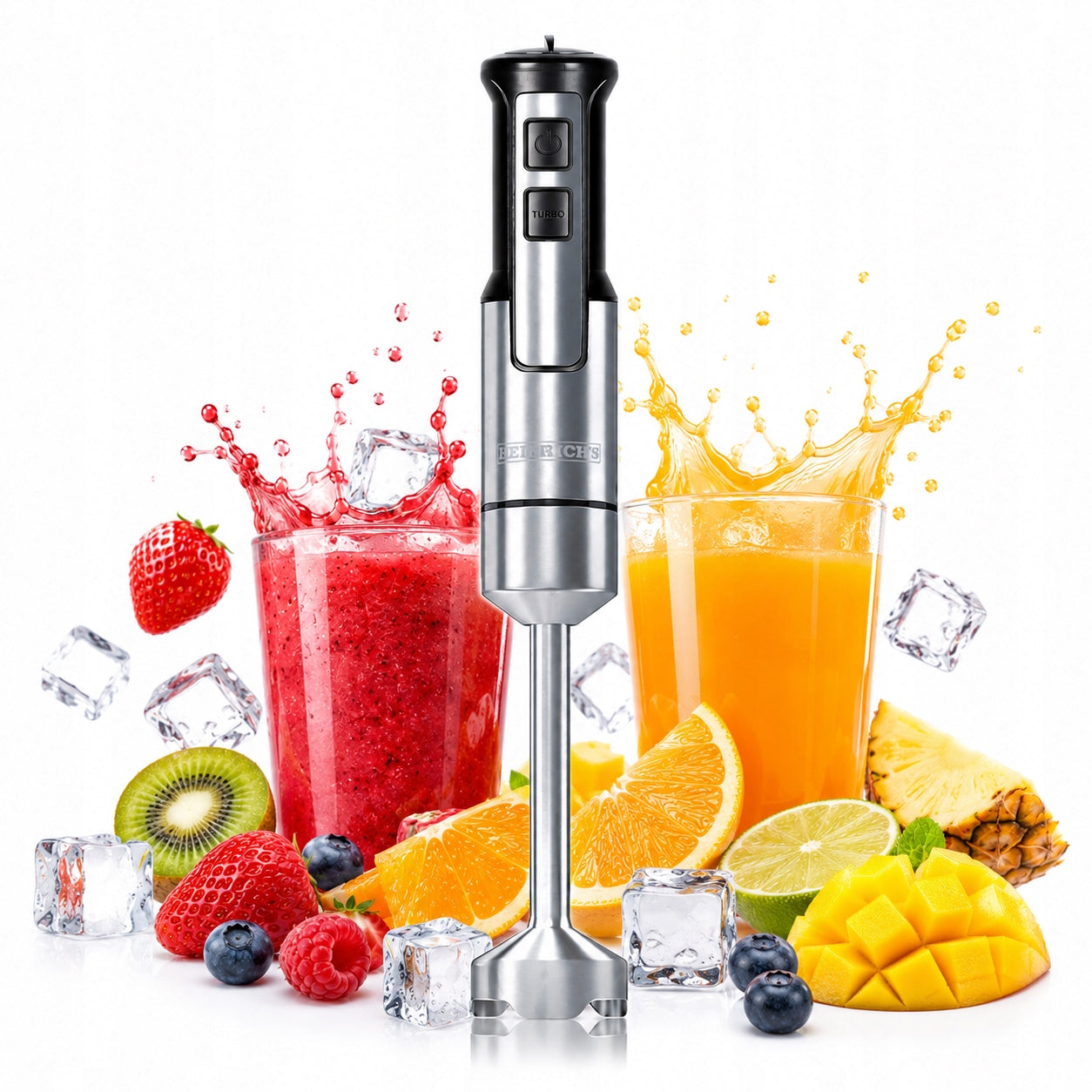 HAND BLENDER 1000W STEEL Mixer Robot SHREDDER TURBO Powerful INOX Packaging status original