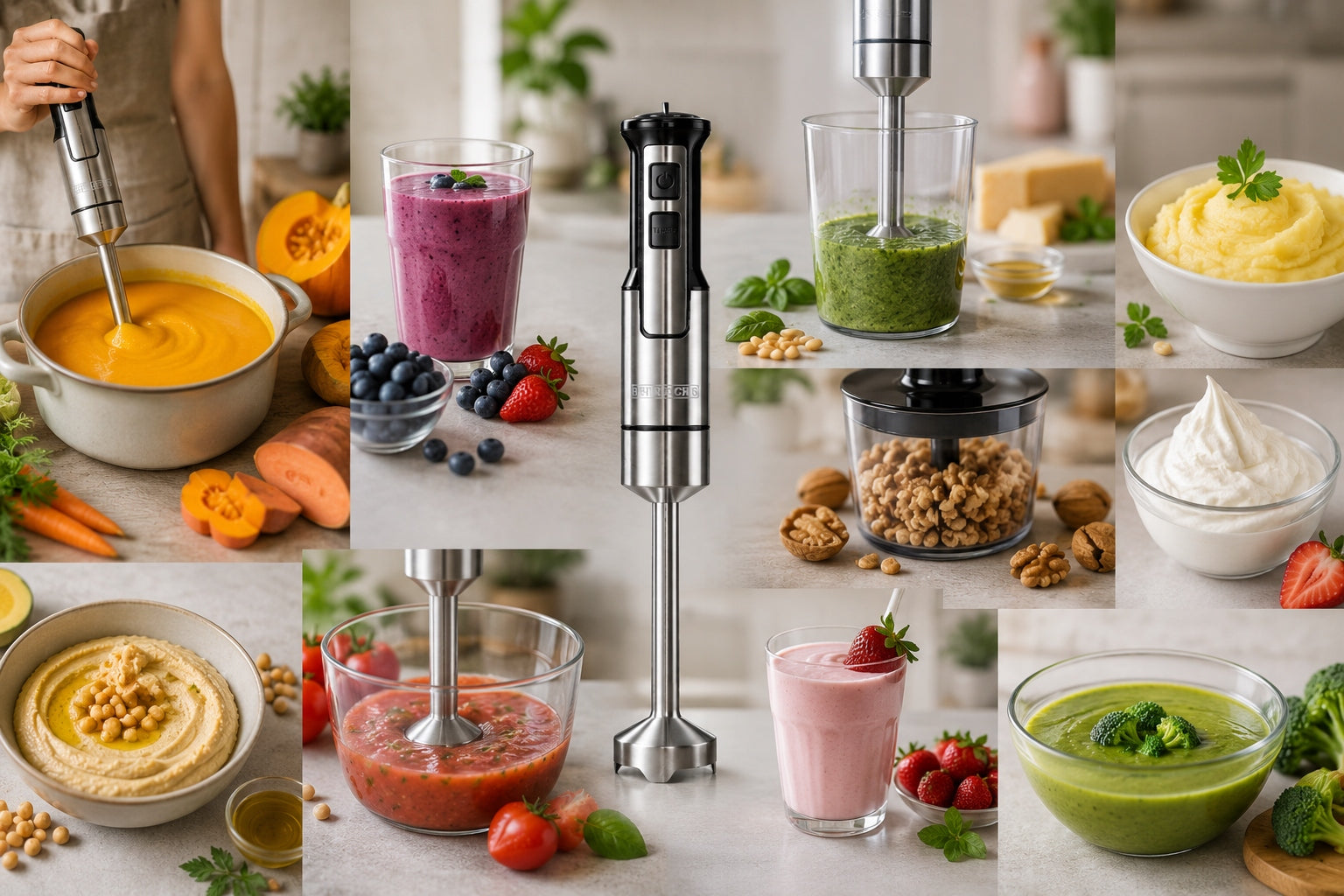 HAND BLENDER 1000W STEEL Mixer Robot SHREDDER TURBO Powerful INOX Rotational speed control yes