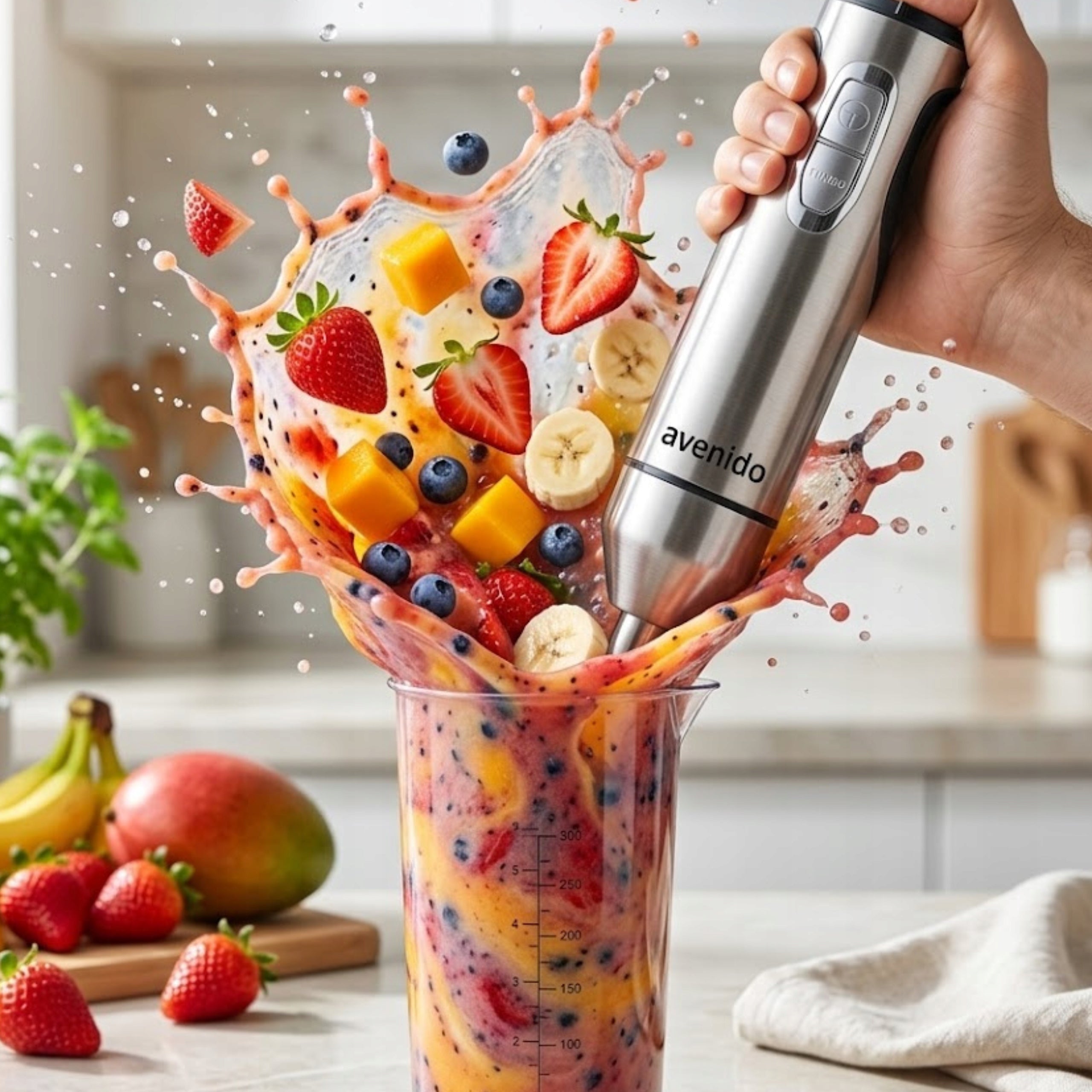 HAND BLENDER 1800W 21 SPEED TITANIUM BLADES SMOOTH ADJUSTMENT BPA FREE Brand avenido
