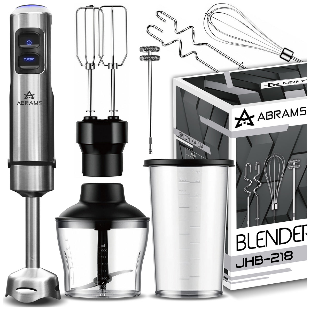 HAND BLENDER MIXER MULTIFUNCTION POWERFUL 1500W TITANIUM BLADES 7IN1 SET