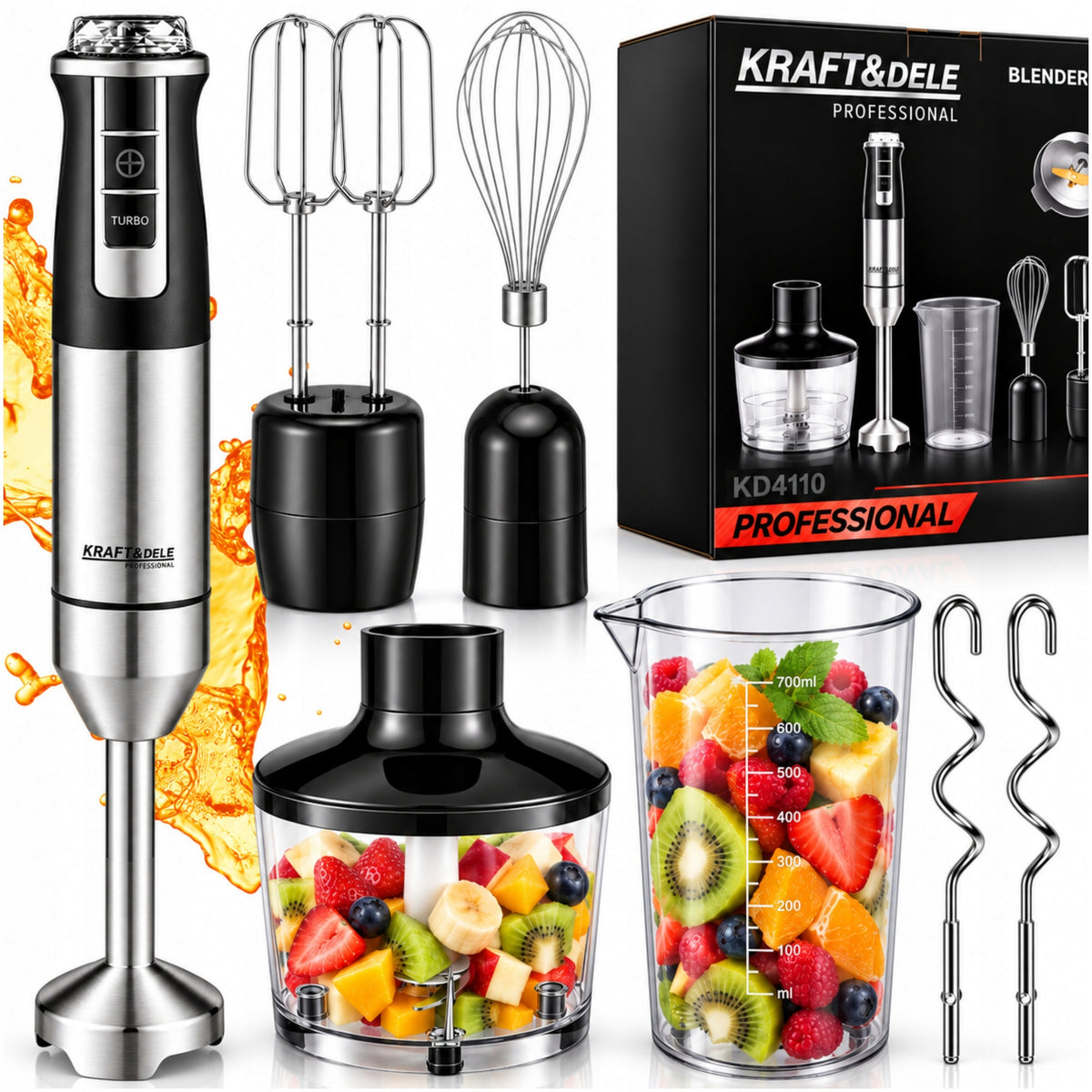 HAND BLENDER MIXER MULTIFUNCTIONAL TURBO MODE 1500 IN CRUSHES ICE 7IN1 POWERFUL