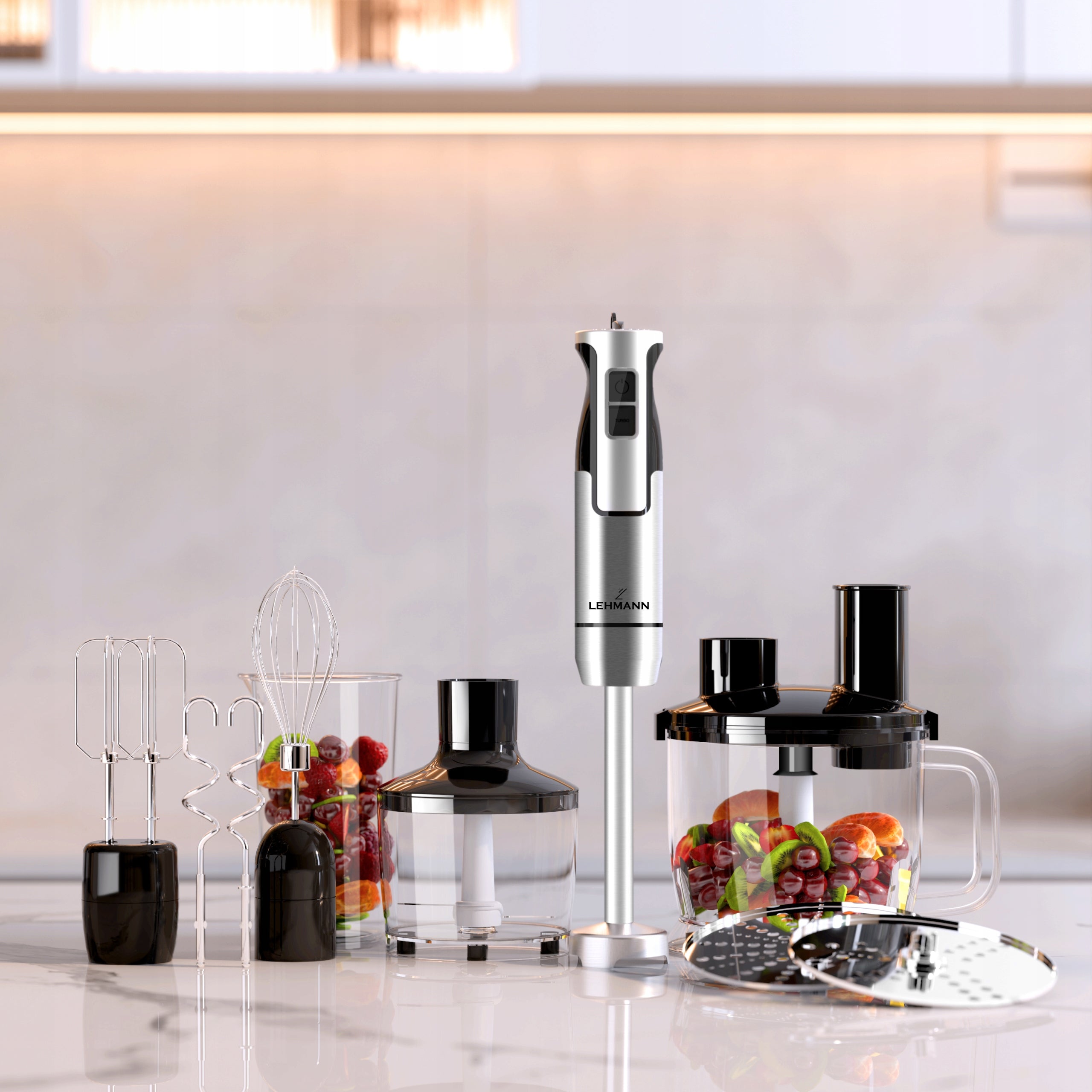 HAND BLENDER MULTIFUNCTION MIXER 1200W BLADE XL TURBO MODE SET XXL Dominant color silver/gray