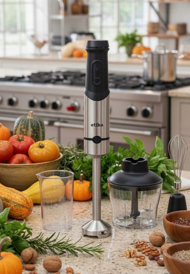 HAND BLENDER MULTIFUNCTION MIXER DISPLAY TITANIUM BLADE 1600W Dominant color black