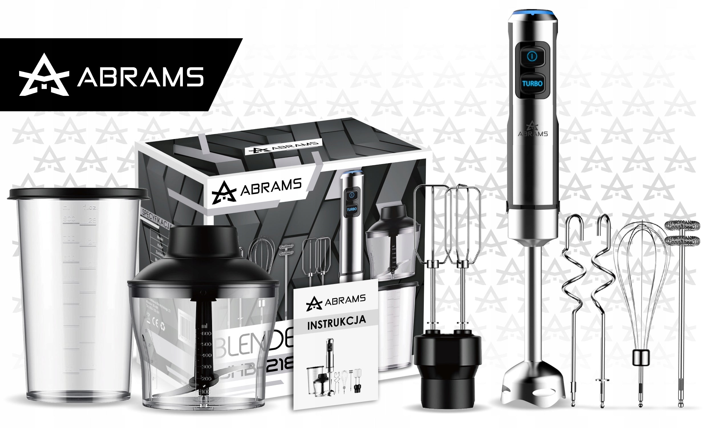 HAND BLENDER MULTIFUNCTION MIXER POWERFUL 1500W TITANIUM BLADES 7IN1 SET Packaging status original