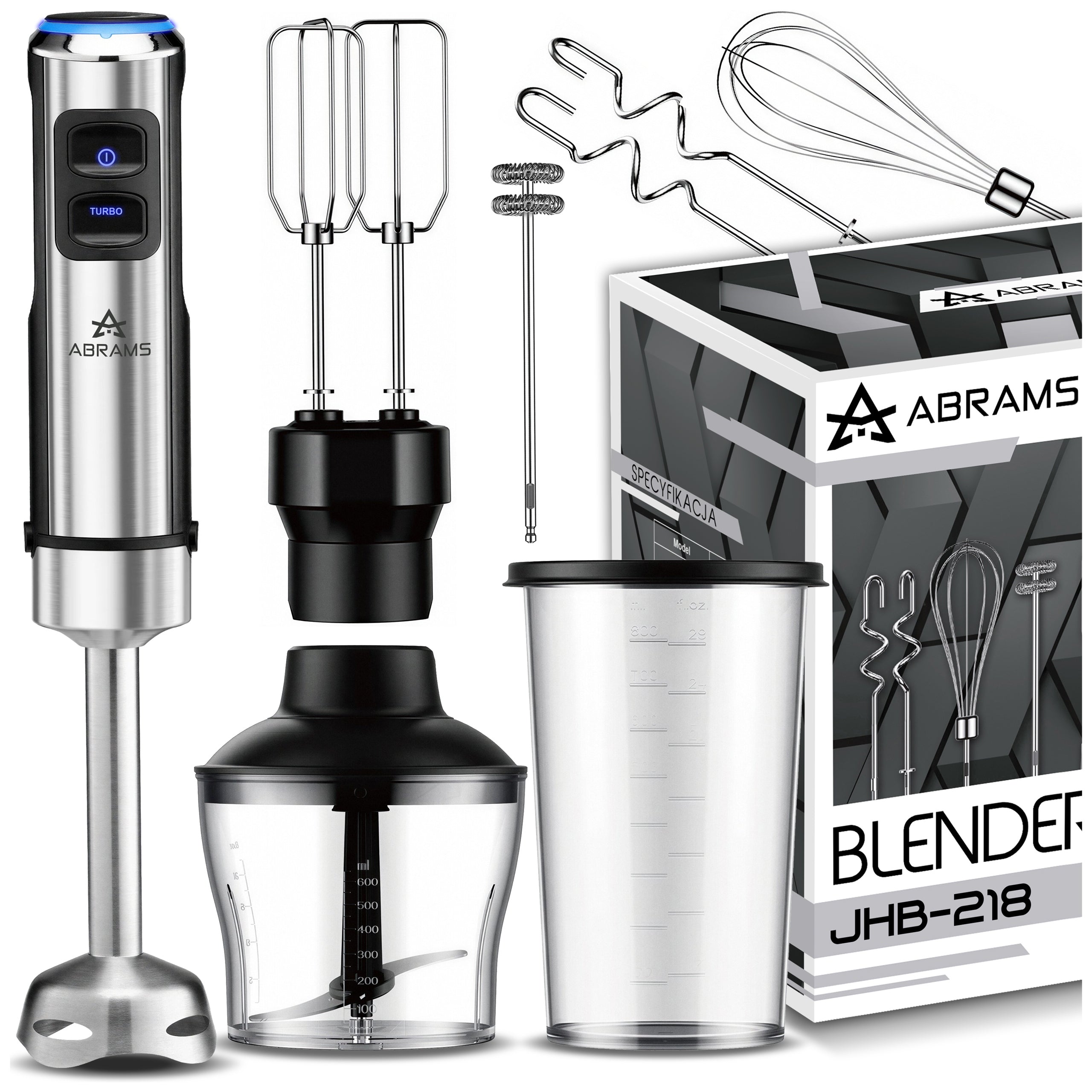 HAND BLENDER MULTIFUNCTION MIXER POWERFUL 1500W TITANIUM BLADES 7IN1 SET