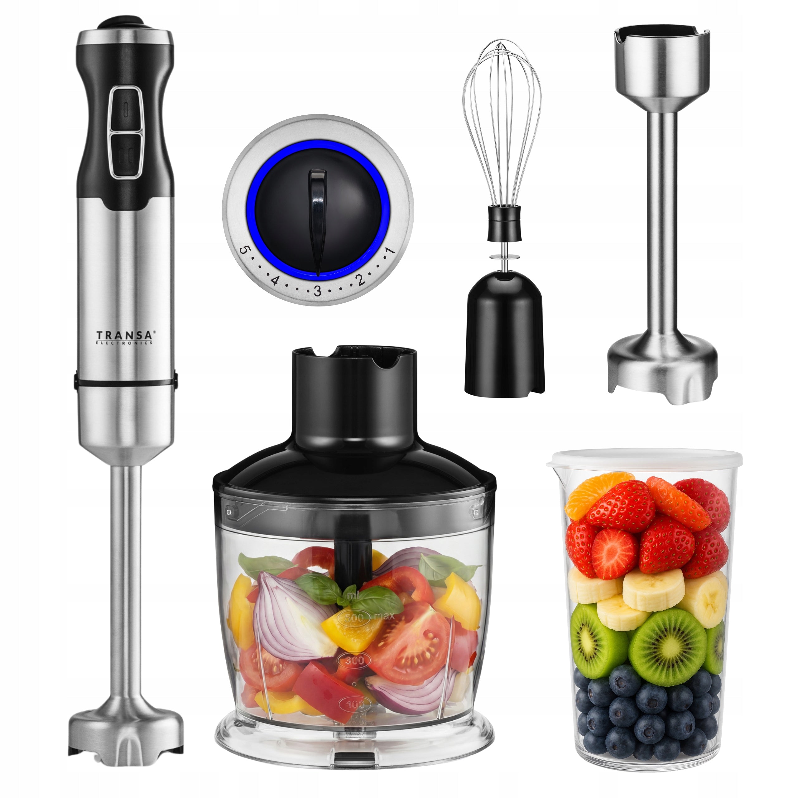 HAND BLENDER MULTIFUNCTIONAL 5 LEVELS TURBO MODE SET 3in1 POWERFUL 1500W