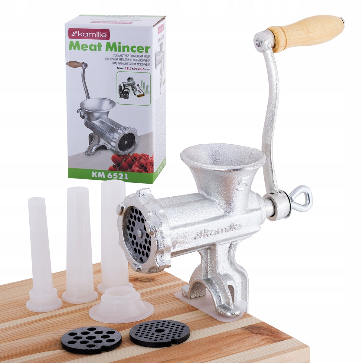 HAND GRINDER FOR MEAT GRINDING CAST IRON NO. 5 FUNNEL STRAINER KNIFE