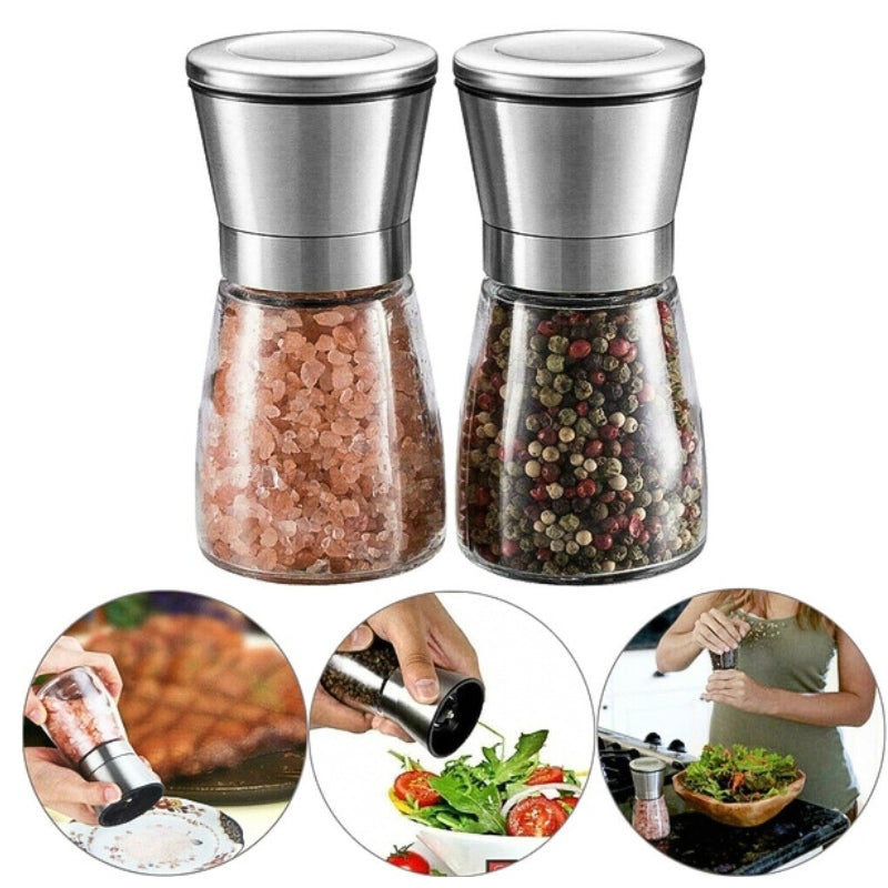 HAND GRINDER FOR PEPPER SALT GRINDERS SPICES SALT SHAKER GRINDER SET OF 2x Packaging status original