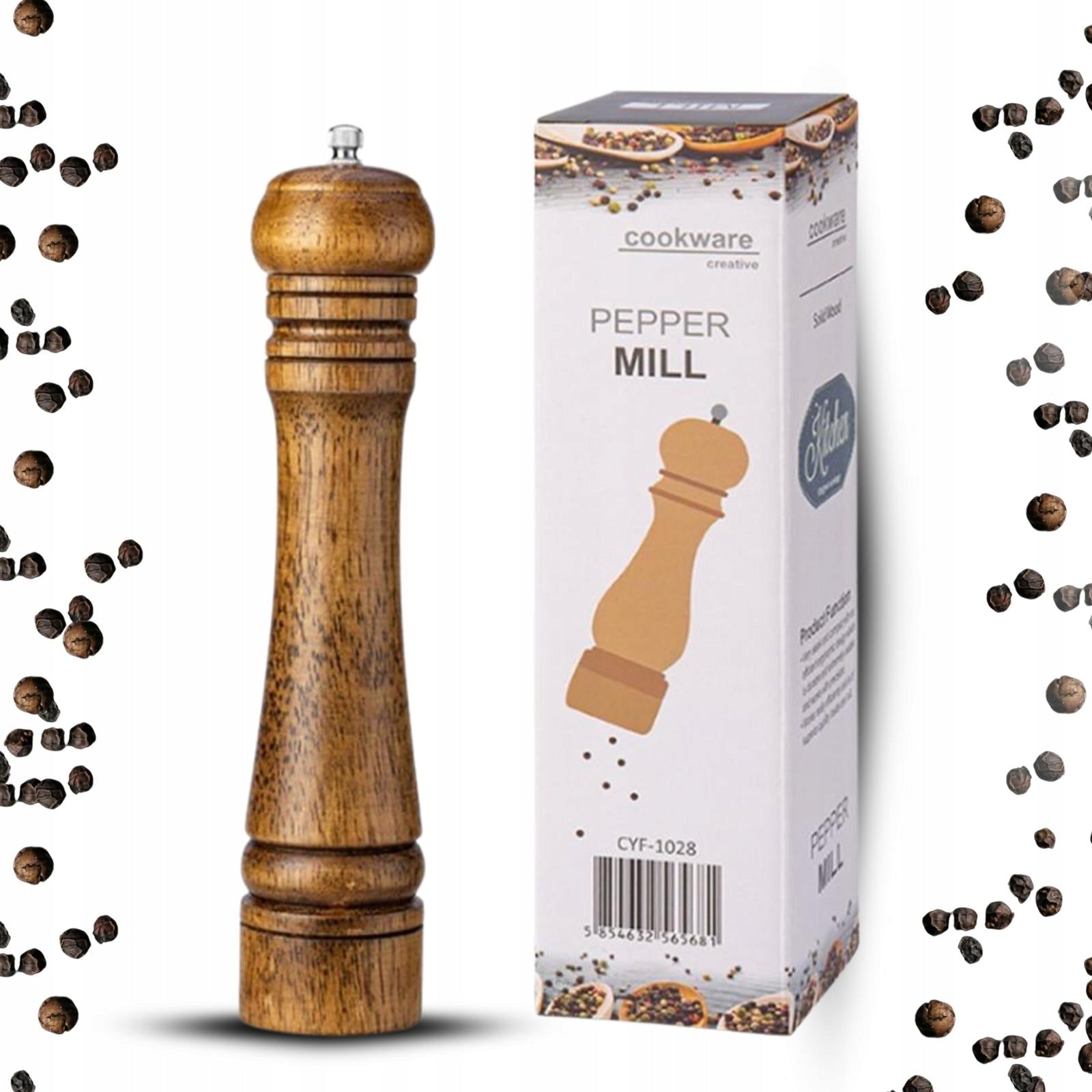 HAND GRINDER FOR PEPPER SALT OAK WOOD 22CM DIKOM LOFT wooden DAB