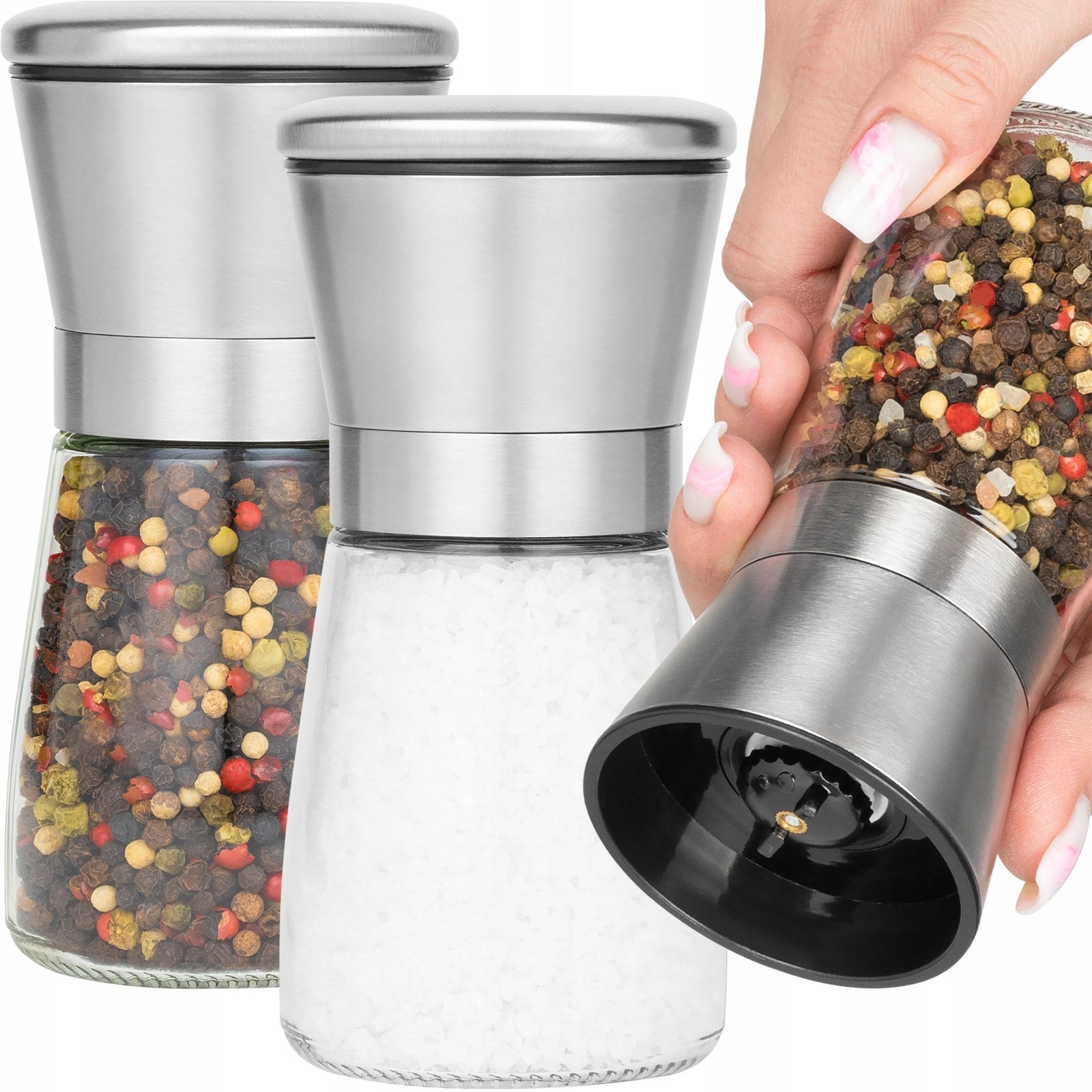 HAND GRINDER FOR SALT PEPPER Ceramic For Various Spices SET OF 2pcs.