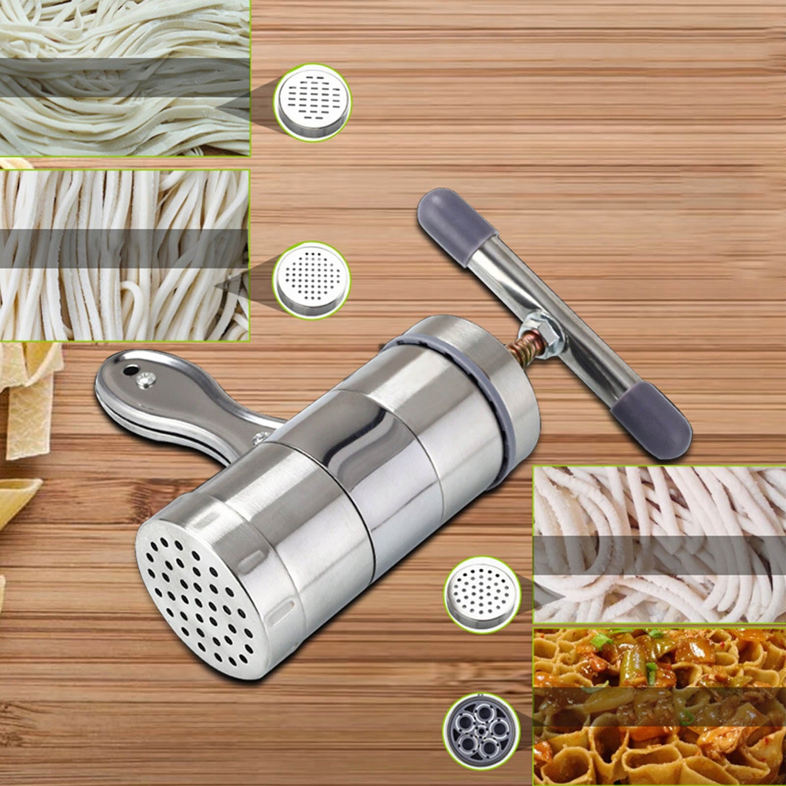 HAND MACHINE FOR PASTA PRESS STAINLESS STEEL 5IN1 SET Packaging status original