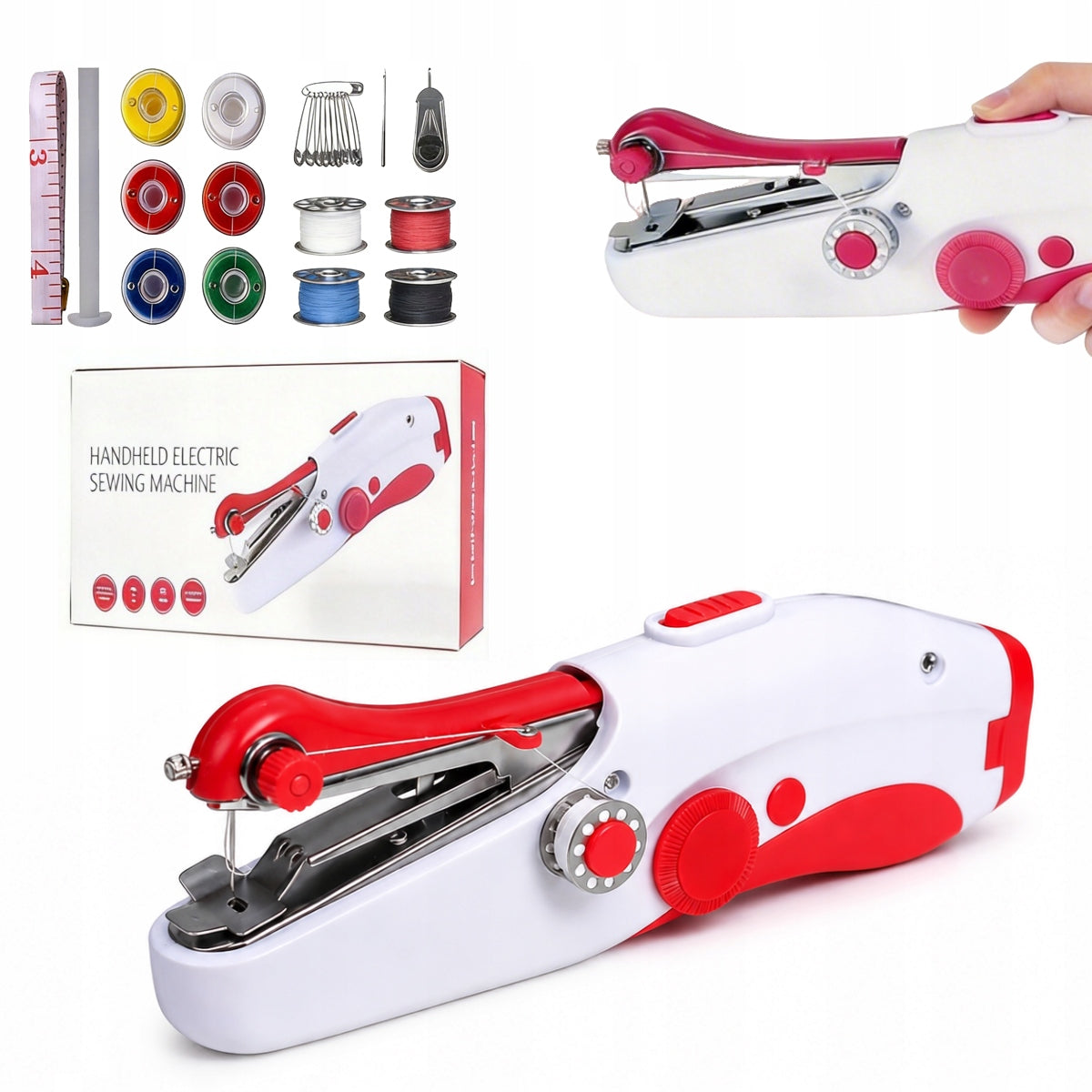 HAND MACHINE PORTABLE FOR SEWING MINI SET ADDITIONALLY SET OF ACCESSORIES