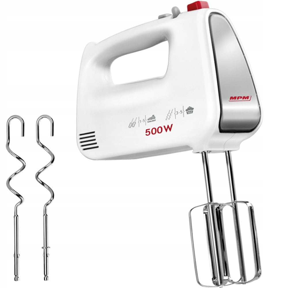 HAND MIXER 300W 5 SPEED WHITE LIGHT AND ERGONOMIC MPM Brand MPM