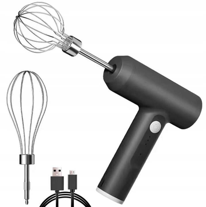 HAND MIXER ELECTRIC CORDLESS USB FROTHER 3 GEARS 2 TIPS
