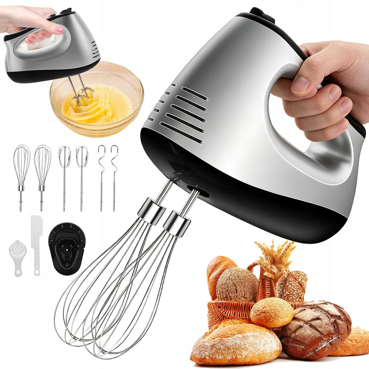 HAND MIXER ELECTRIC KITCHEN 5 SPEED LEVELS TURBO FUNCTION