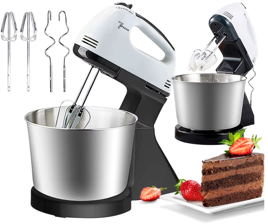 HAND MIXER FOOD PROCESSOR + 4 TIPS LARGE BOWL STAND 7 GEARS 100W Packaging status original
