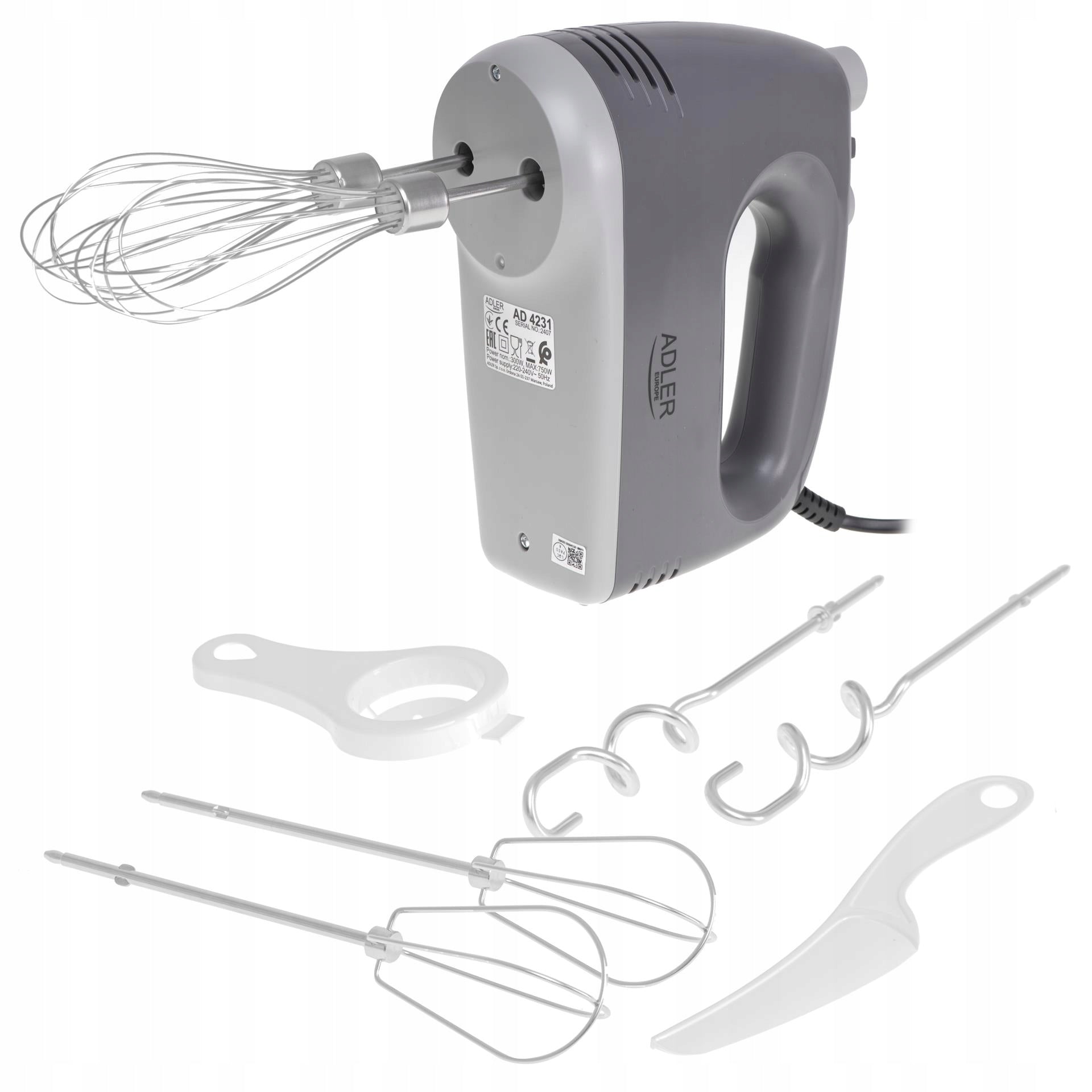 HAND MIXER FOOD PROCESSOR 750W 5 GEAR TURBO Stirrers Beaters Hooks Packaging status original