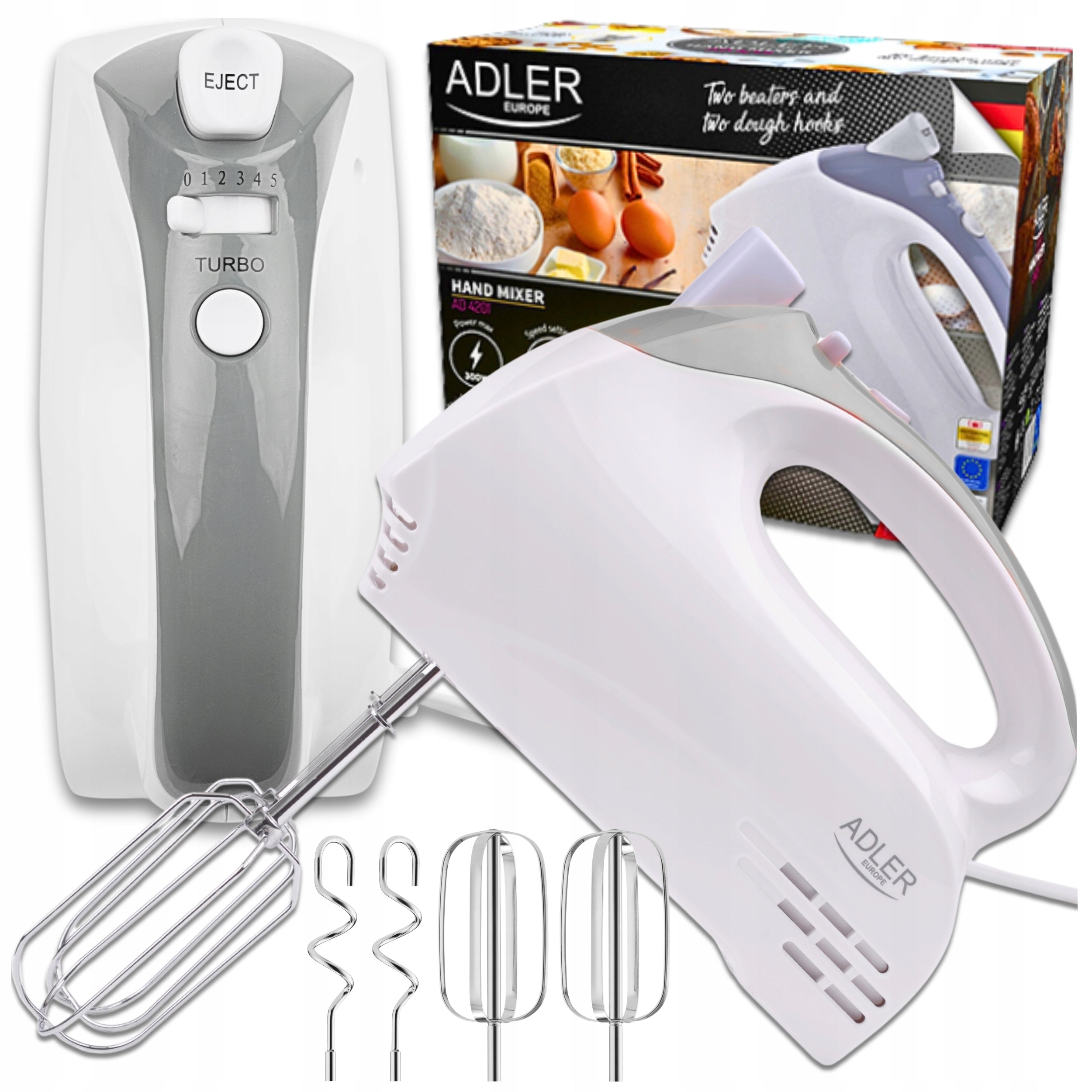 HAND MIXER FOOD PROCESSOR MULTIFUNCTIONAL POWERFUL TURBO 5 SPEED SET