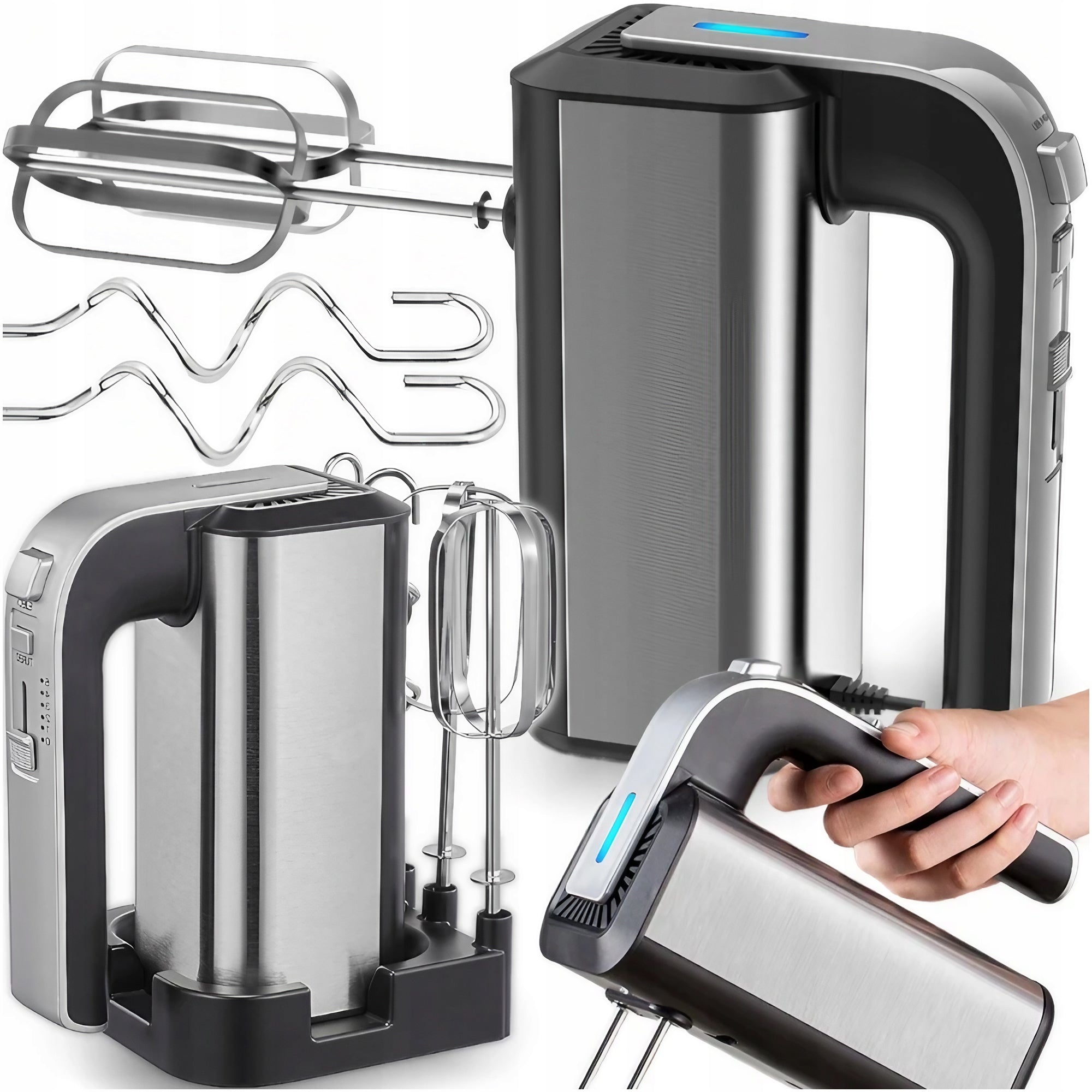 HAND MIXER FOOD PROCESSOR TODOMI TURBO WHISK PAD HOOKS 5 GEARS