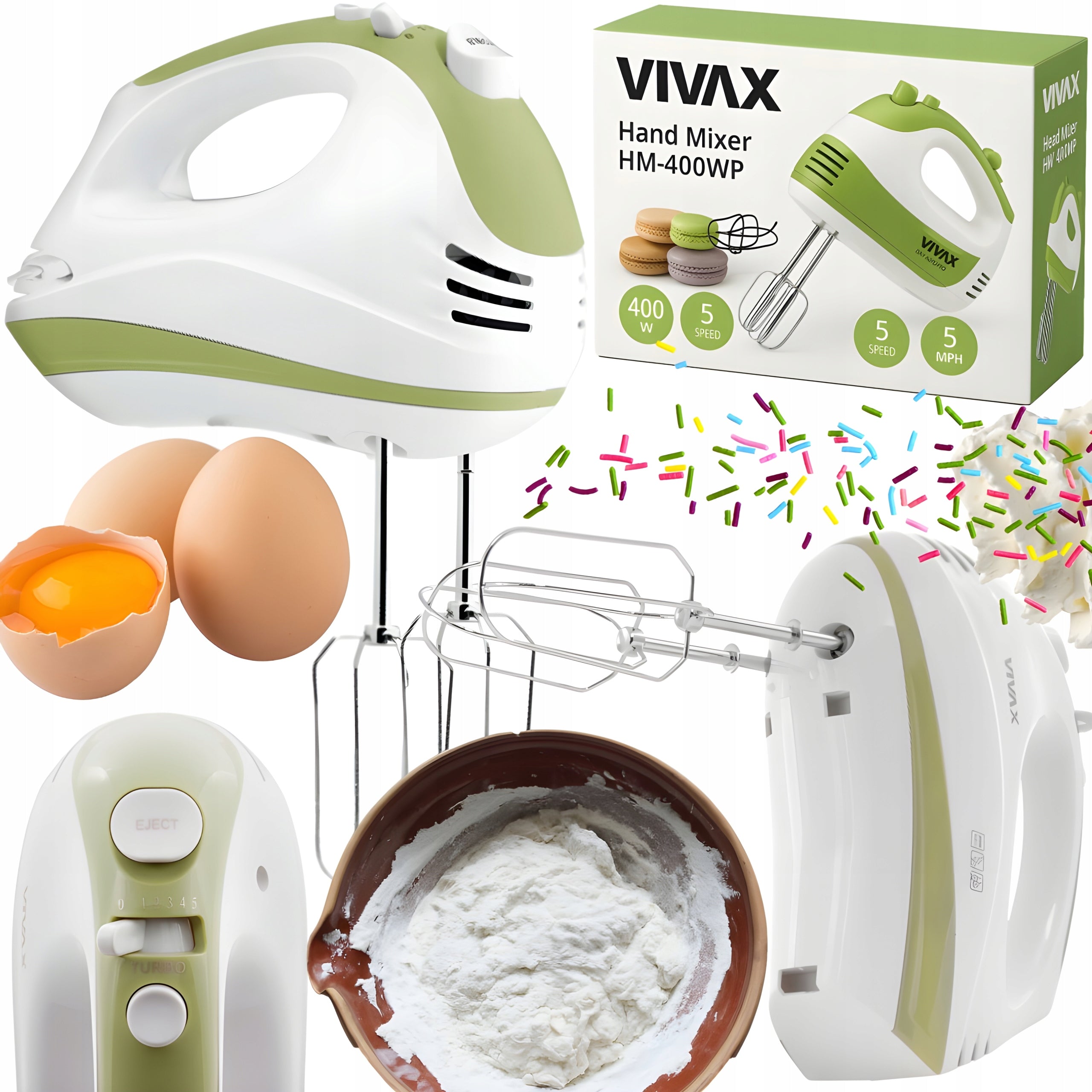 HAND MIXER VIVAX TURBO 300W STAINLESS STEEL MIXERS AND WHISKS