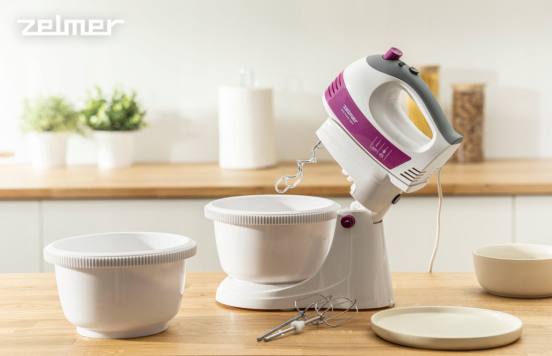 HAND MIXER ZELMER LIGHT FOOD PROCESSOR 2 BOWLS 2,5L 4 TURBO TIPS 700W Packaging status original
