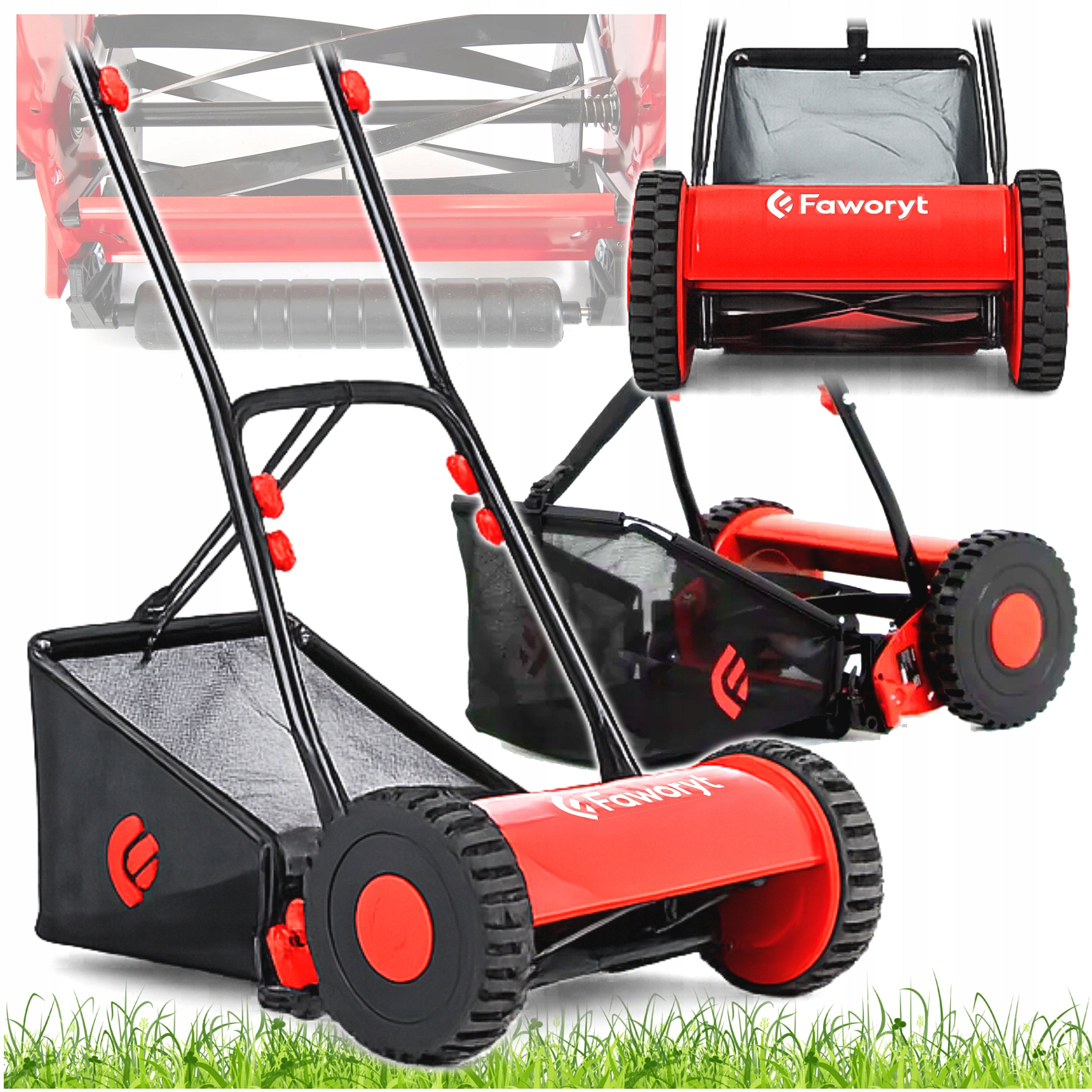 HAND MOWER PUSH MECHANICAL DRUM TKR300 WITH BASKET 30cm 14-47 mm