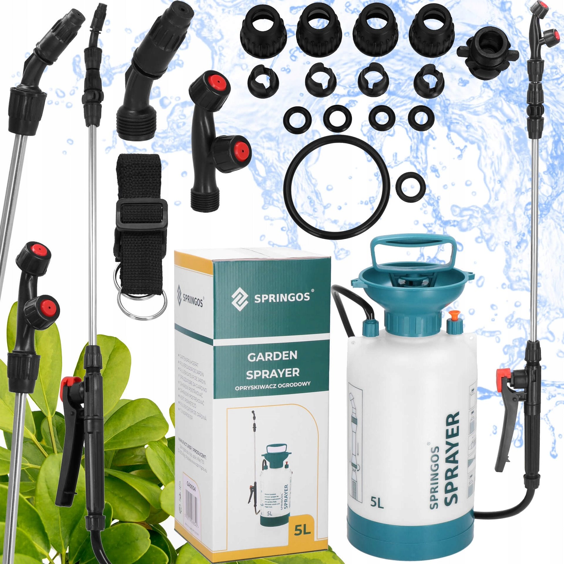 HAND PRESSURE SPRAYER 5L LANCE 85CM GARDEN SPRAYER +2 NOZZLES Packaging status original