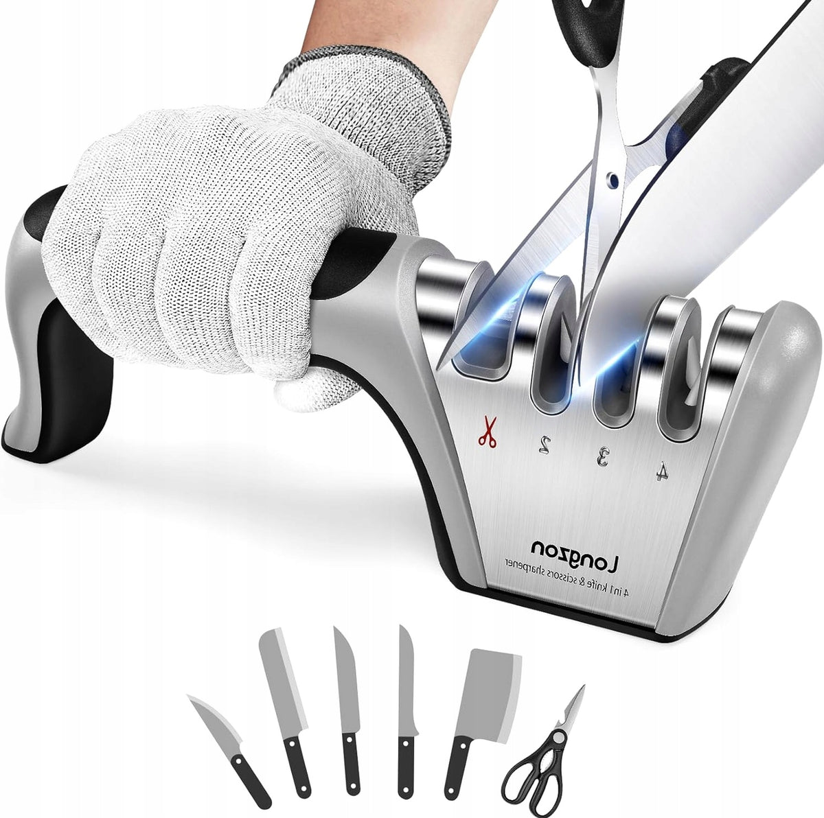 HAND SHARPENER STEEL KITCHEN HOUSE SAFETY GLOVES