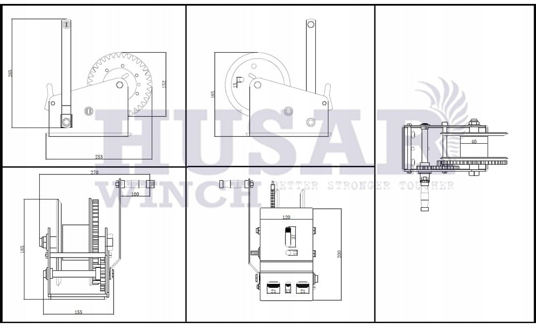 HAND WINCH HUSAR WINCH BST R 3500 LBS STEEL ROPE 1578 KG 10 m Packaging status original