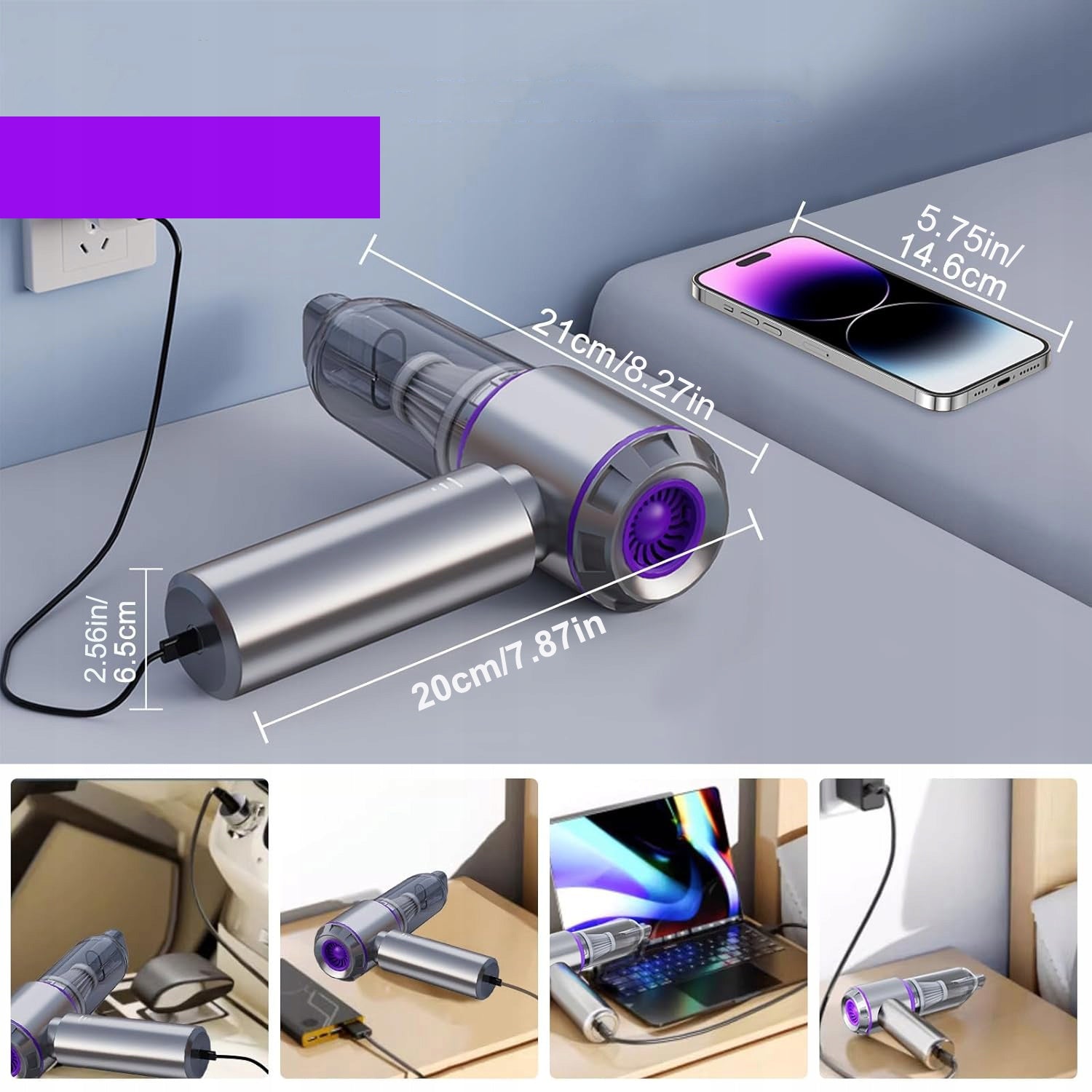 HANDHELD CAR VACUUM CLEANER CORDLESS FOR PET HAIR VEHICLE OFFICE Packaging status original