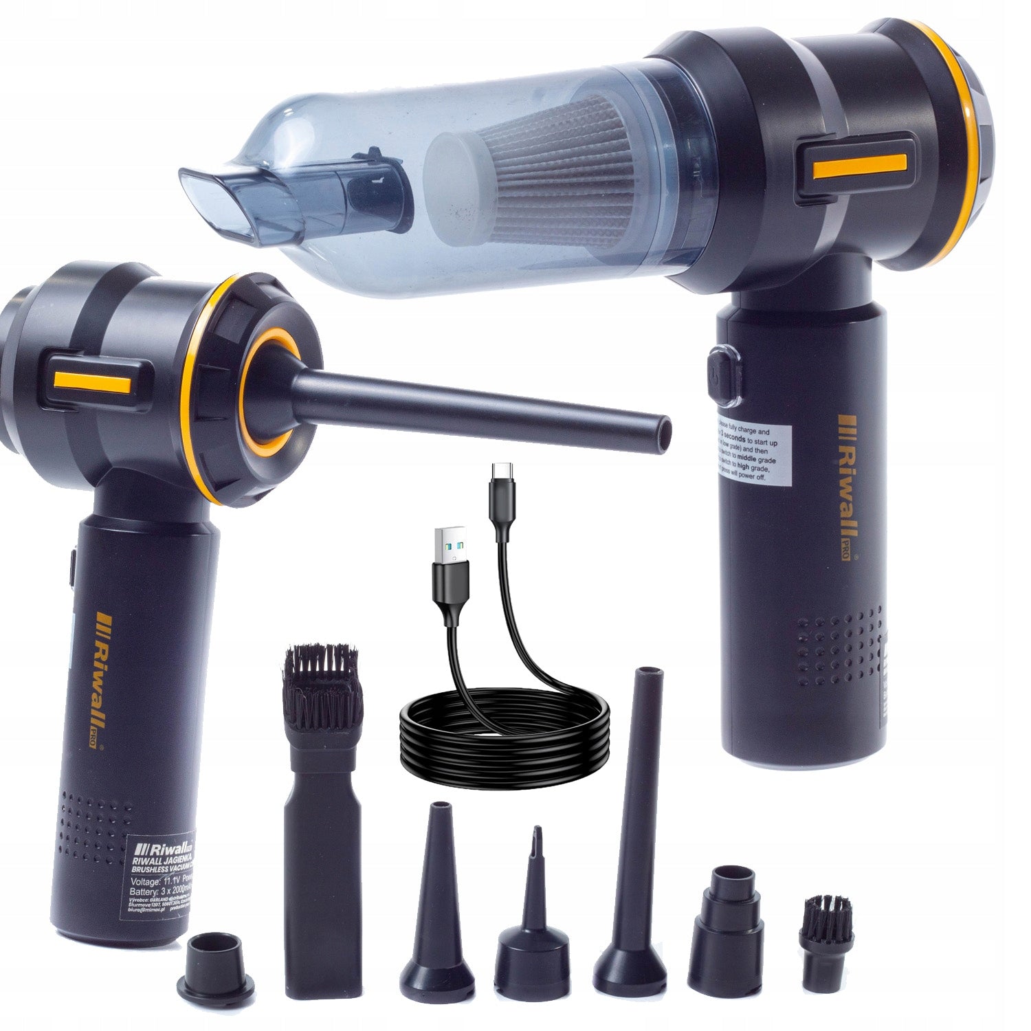 HANDHELD CAR VACUUM CLEANER CORDLESS POWERFUL AKCE SET.