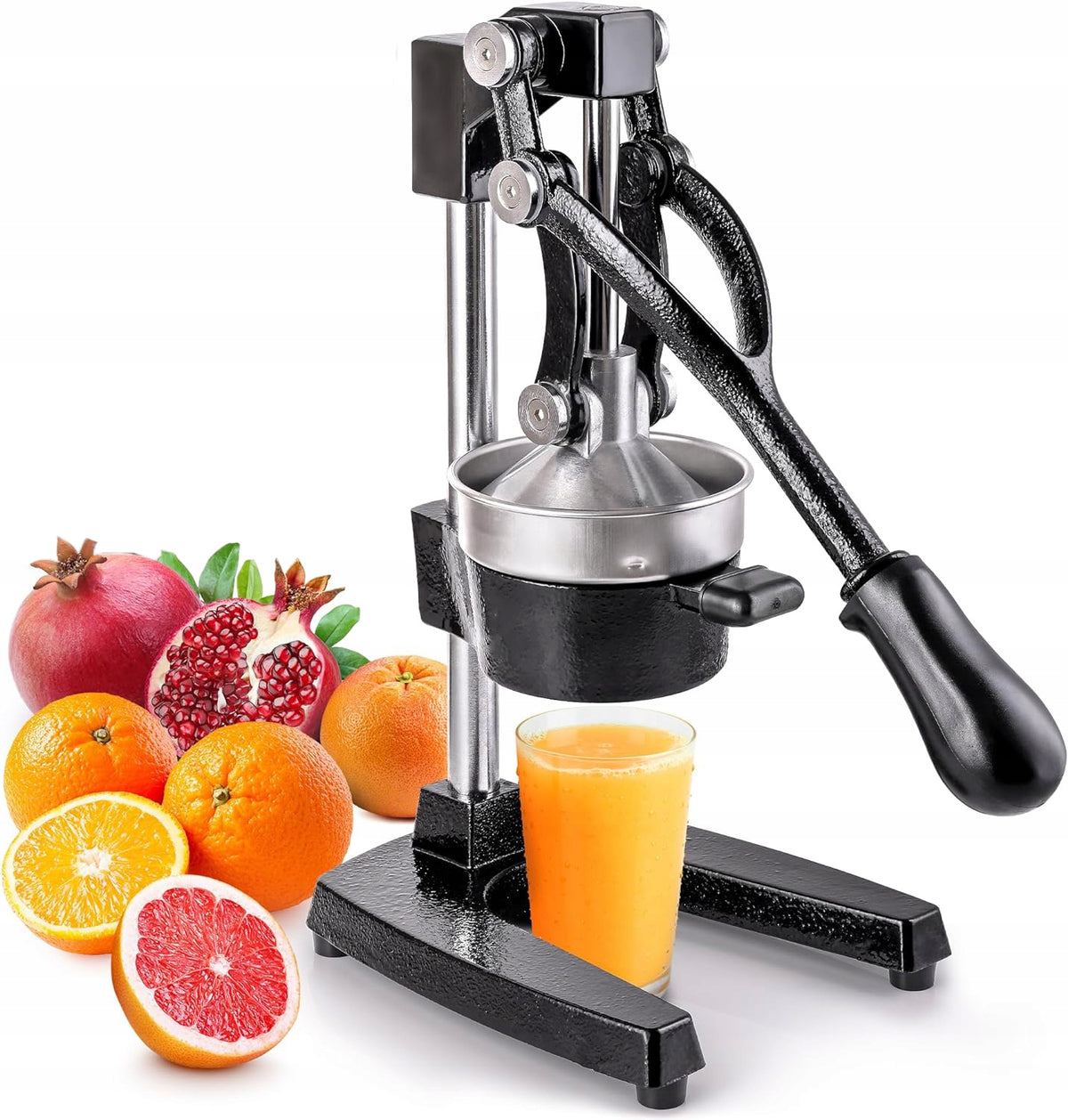 HANDHELD FRUIT CITRUS JUICER HEAVY SOLID BLACK ORANGE PRESS
