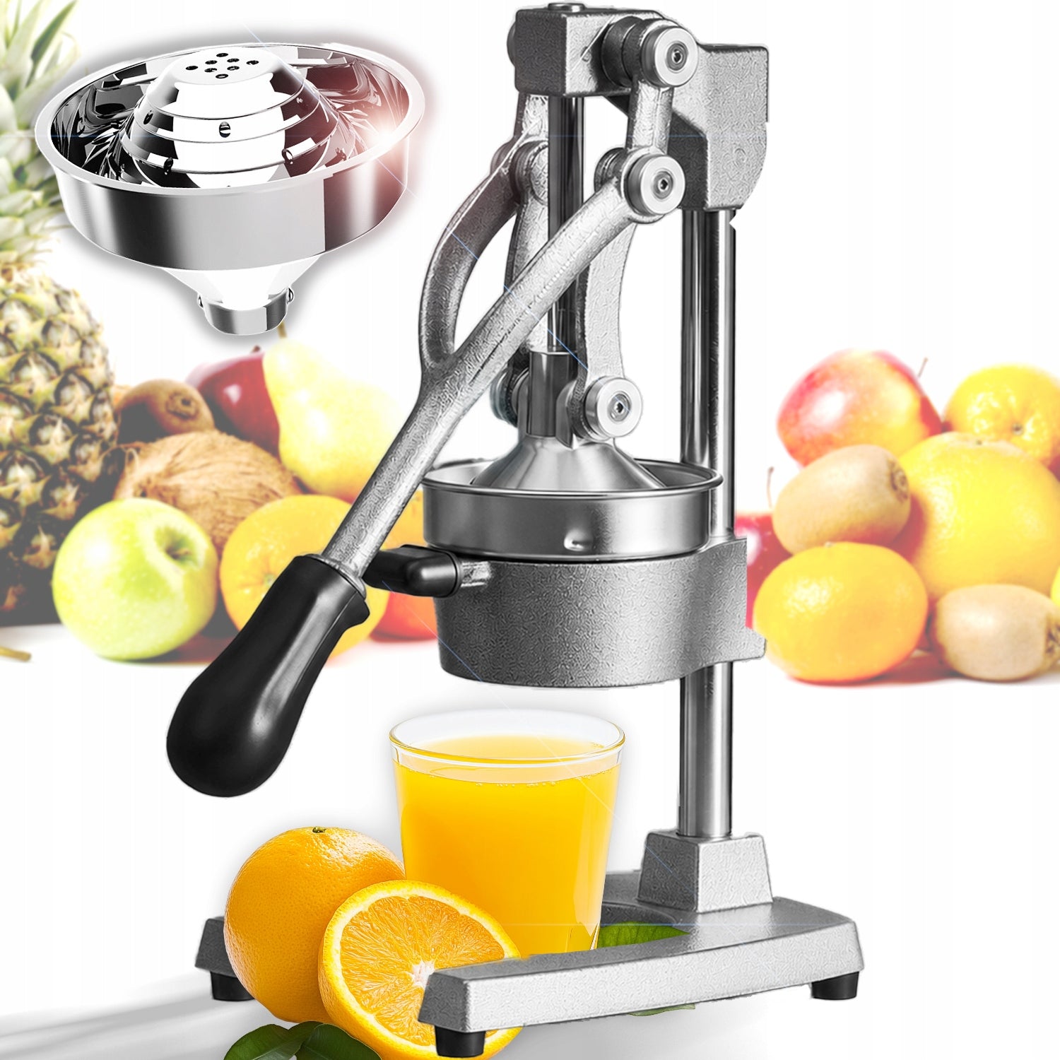 HANDHELD FRUIT CITRUS JUICER HEAVY SOLID GRAY ORANGE PRESS