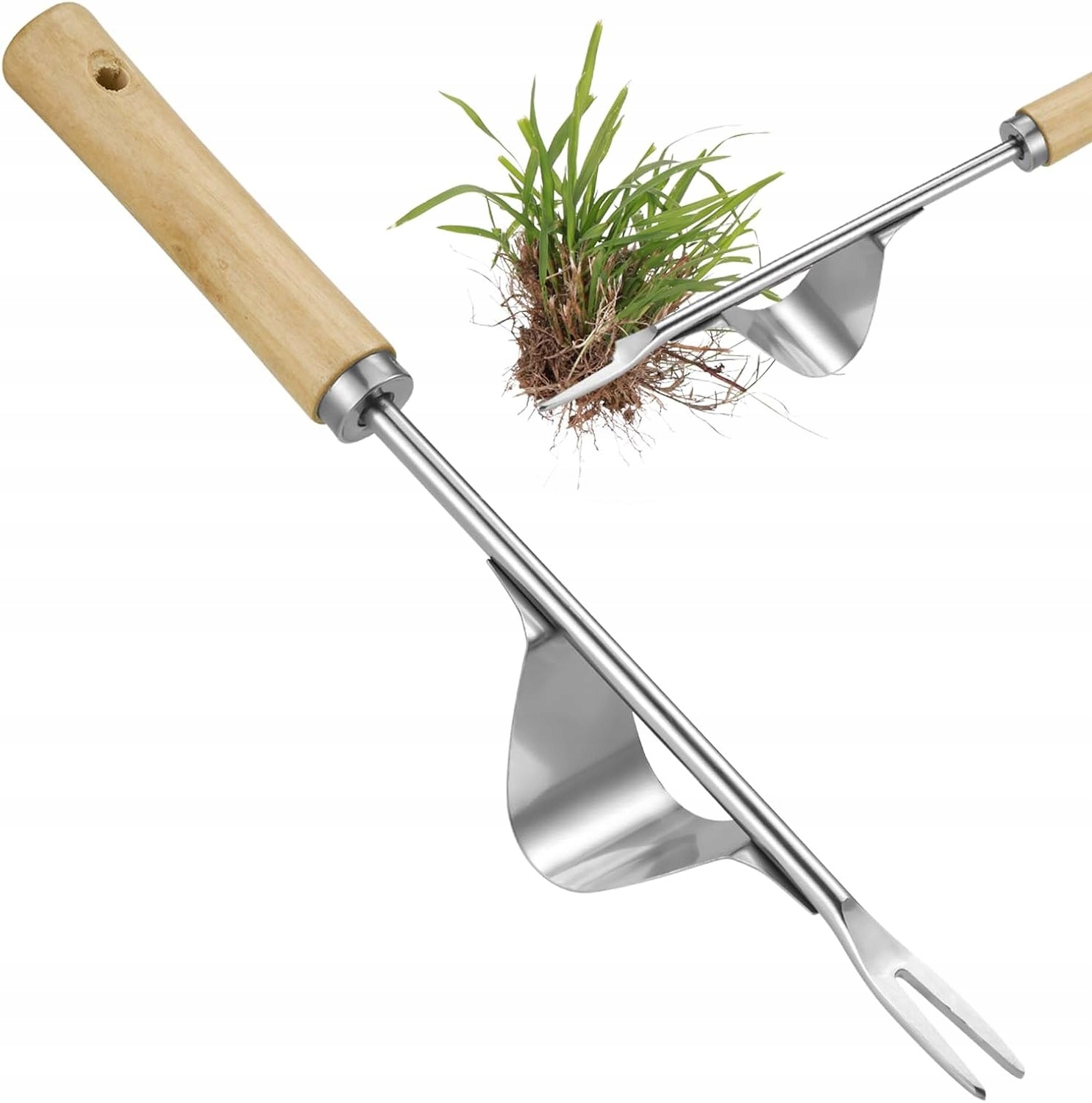 HANDHELD GARDEN WEED REMOVER TOOL WITH WOODEN HANDLE