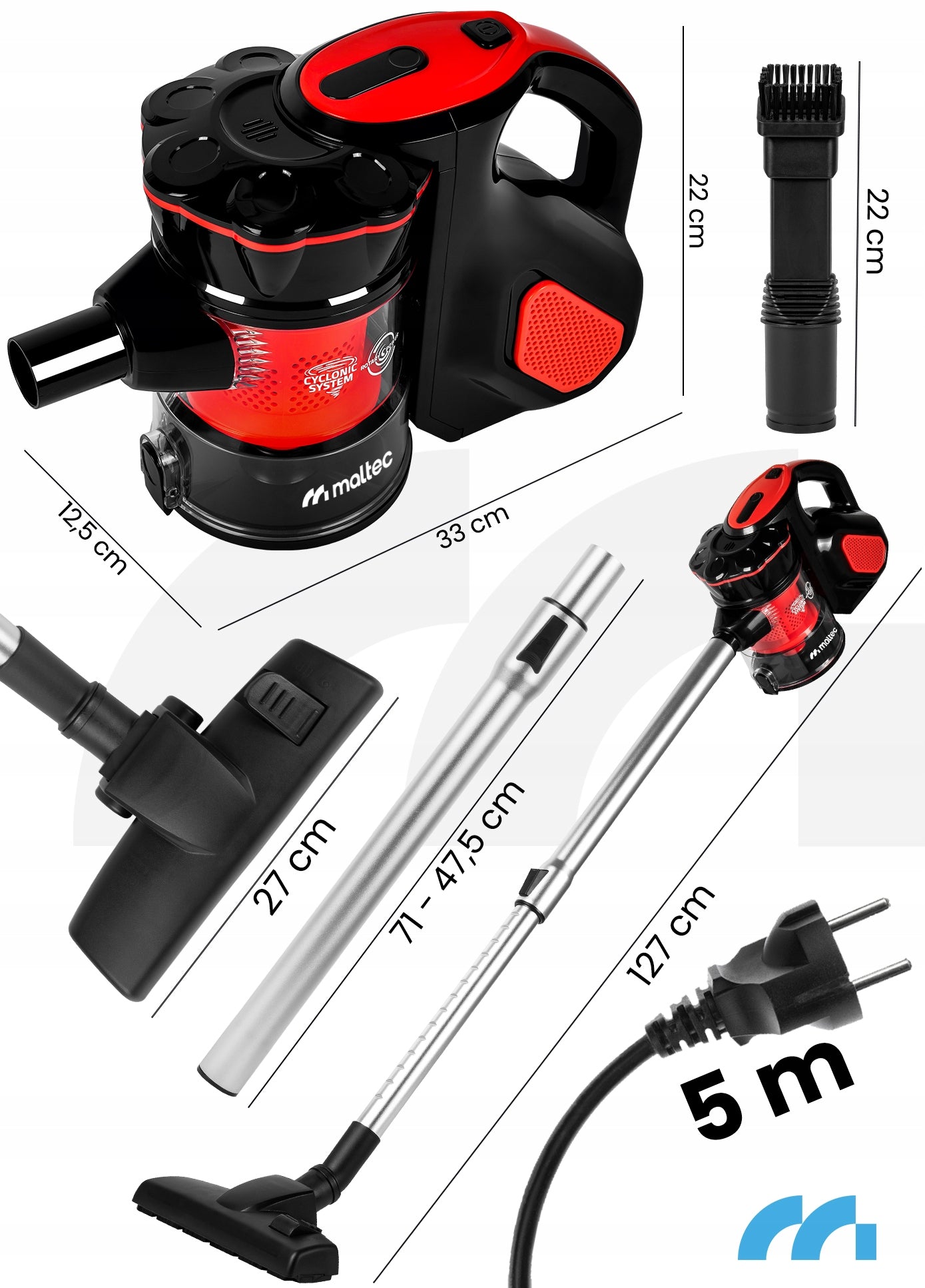 HANDHELD UPRIGHT CYCLONE BAGLESS VACUUM CLEANER 600W 5IN1 SMALL STRONG LIGHT Packaging status original