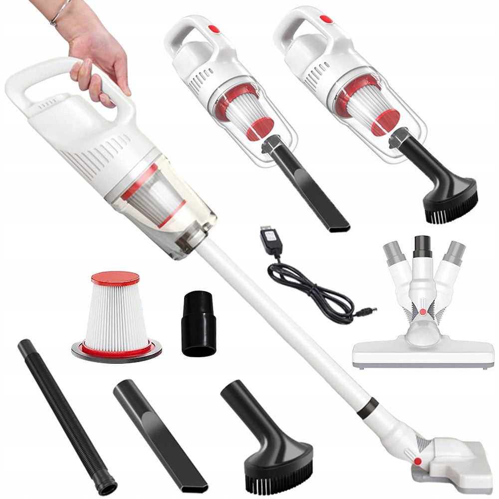 HANDHELD VACUUM CLEANER CORDLESS CAR HAIR FILTER HEPA TIPS WHITE